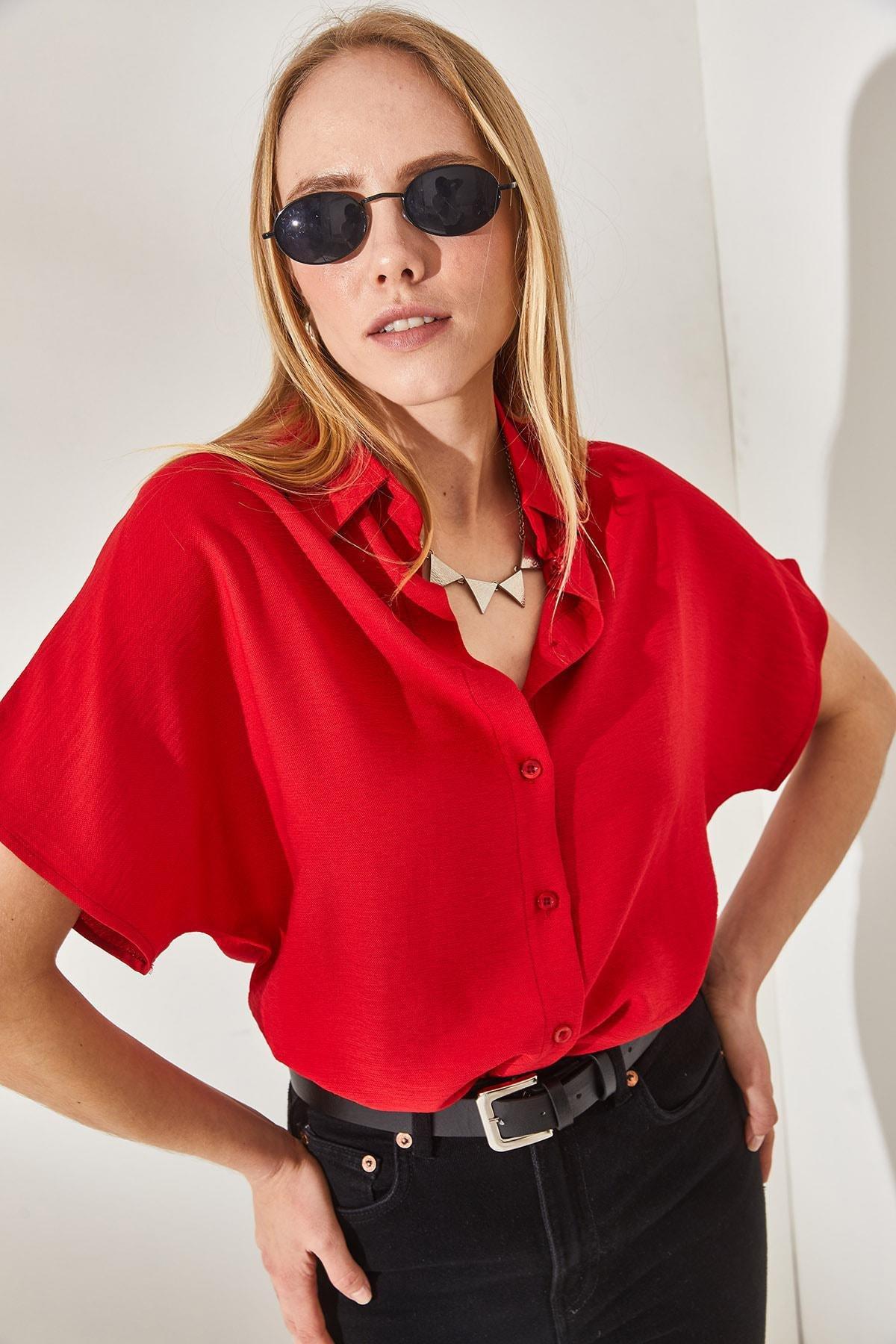 Red Bat Oversized Linen Shirt, , large image number 2
