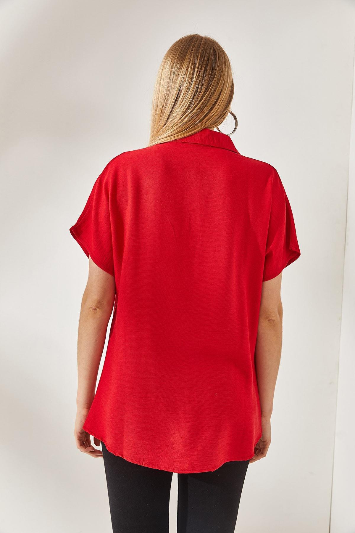 Red Bat Oversized Linen Shirt, , large image number 5