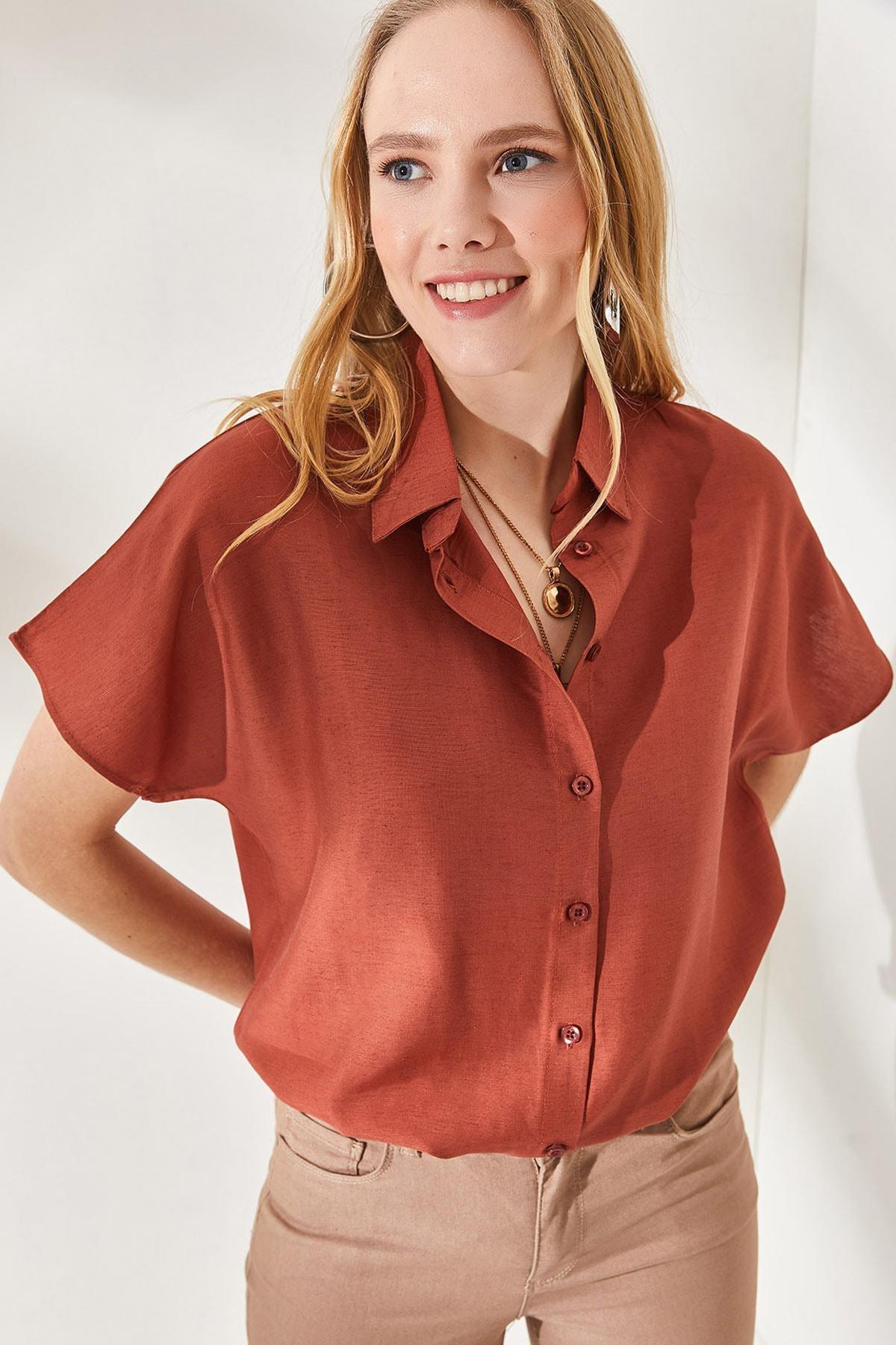 Orange Collared Oversized Shirt, Tile, large image number 0