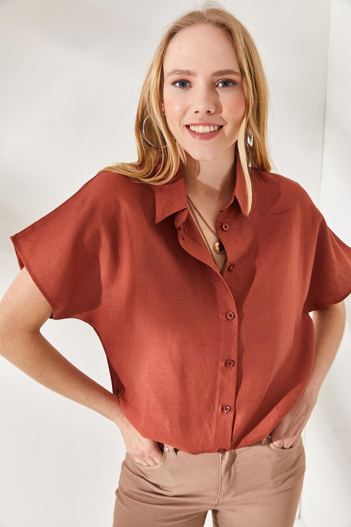 Orange Collared Oversized Shirt, Tile, large image number 1