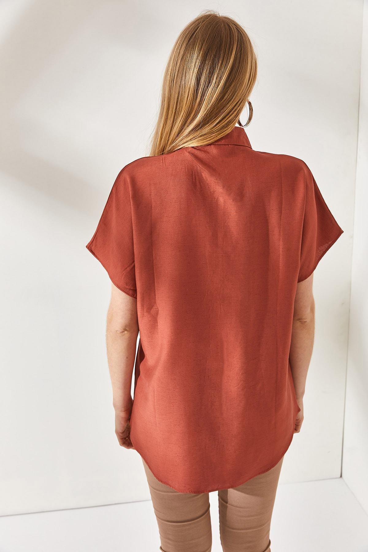 Orange Collared Oversized Shirt, Tile, large image number 4