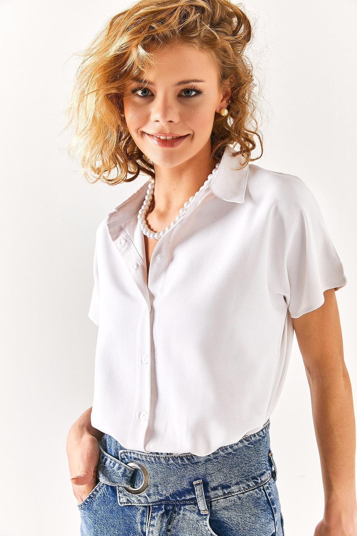 White Collared Oversized Shirt, , large image number 1