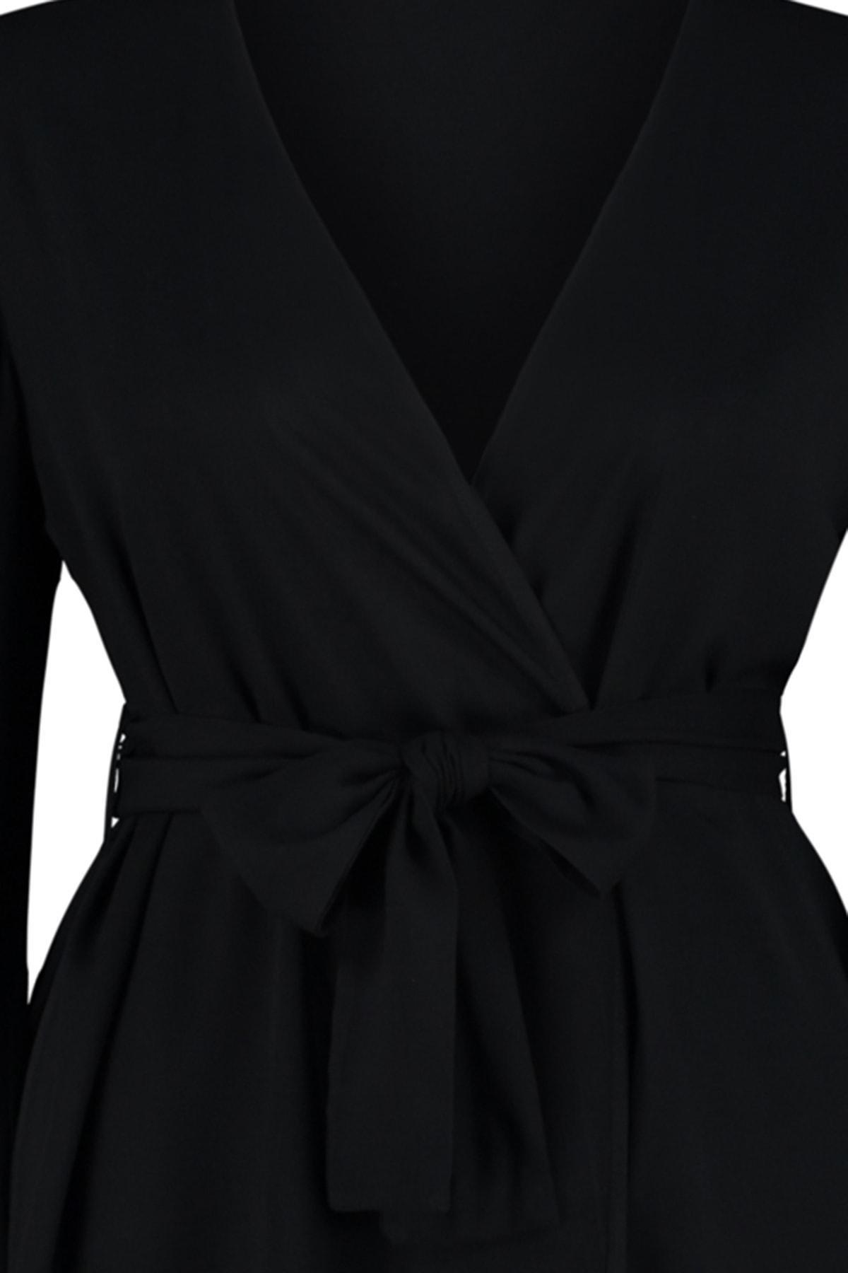 Black Ruffle Woven Kaftan, , large image number 6