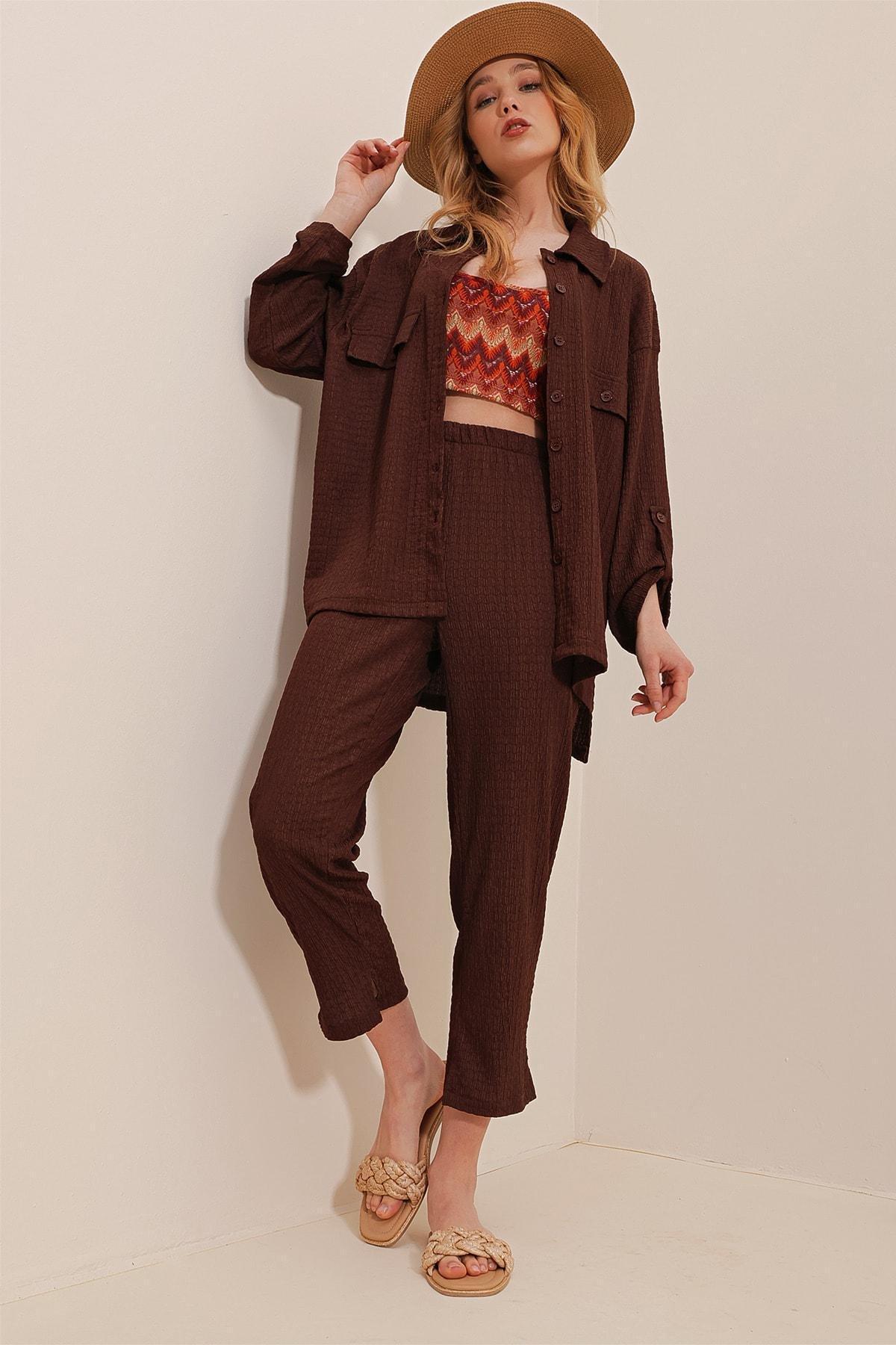 Brown Polo Collar Double Seekers Suit, , large image number 2