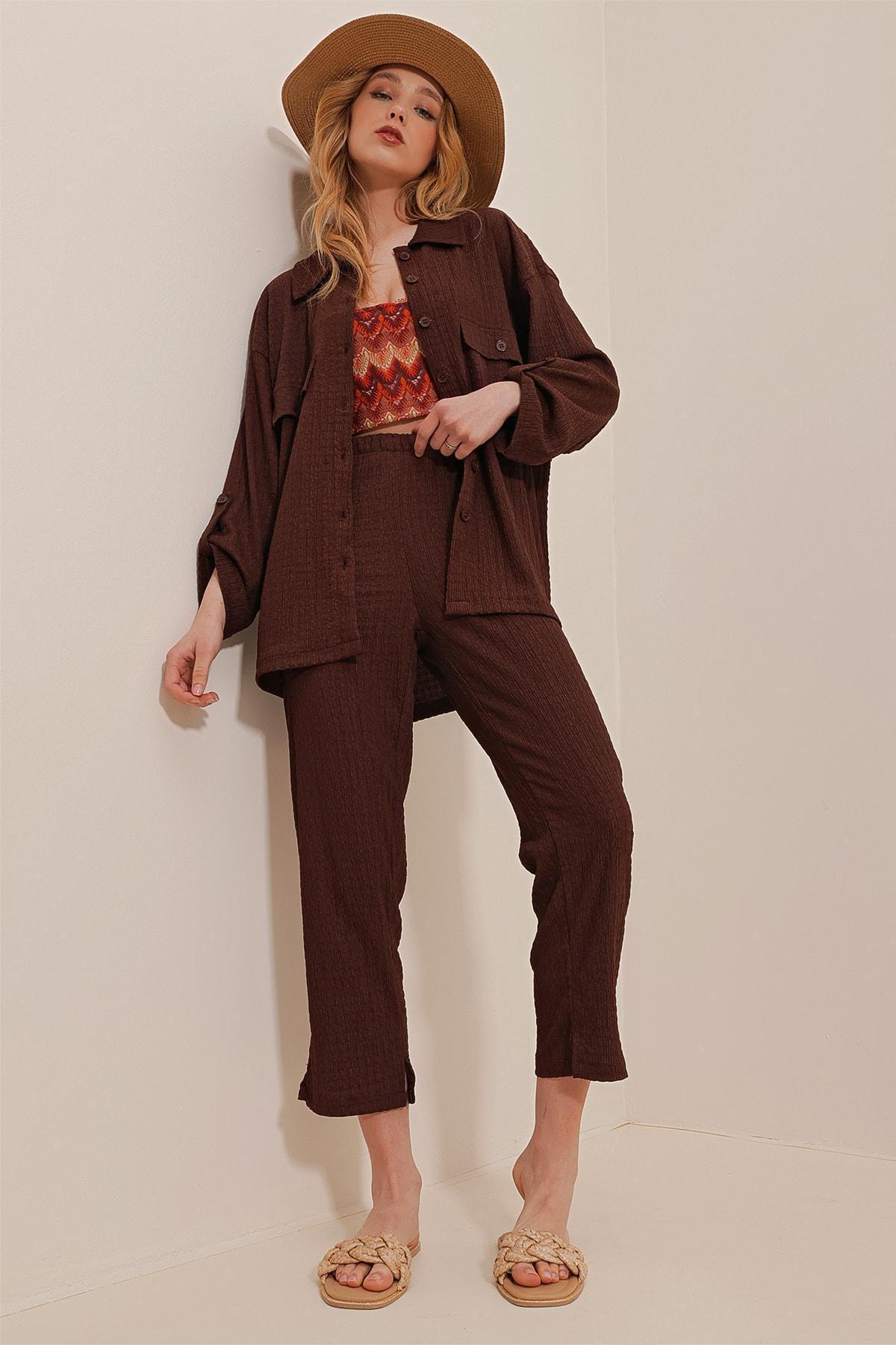 Brown Polo Collar Double Seekers Suit, , large image number 4