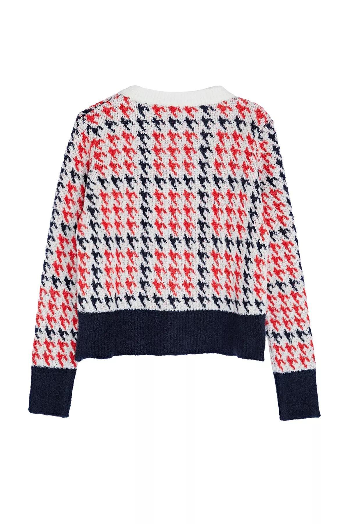 Beige boucle Patterned Knitwear Cardigan, Ecru, large image number 5