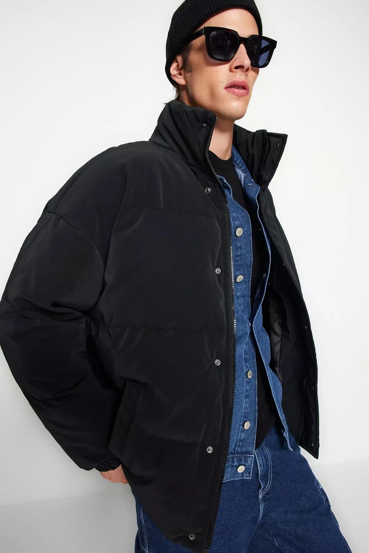 Black Puffer Jacket, BLACK, medium
