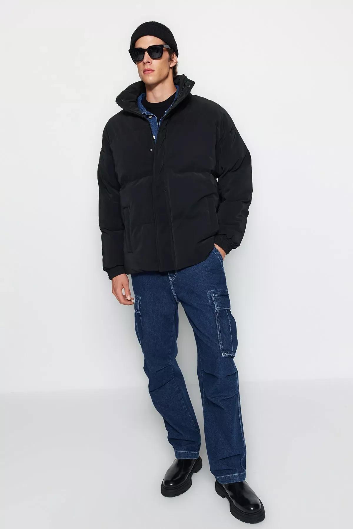 Black Puffer Jacket, BLACK, medium