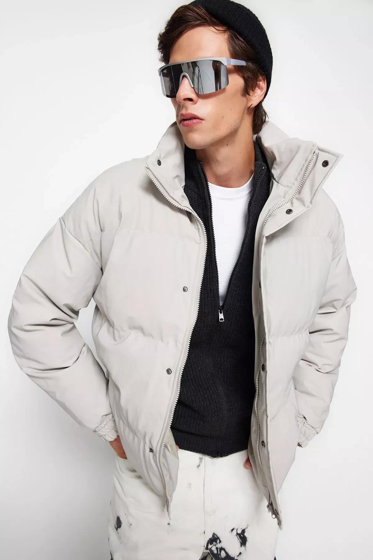 Grey Puffer Jacket, Rock, medium