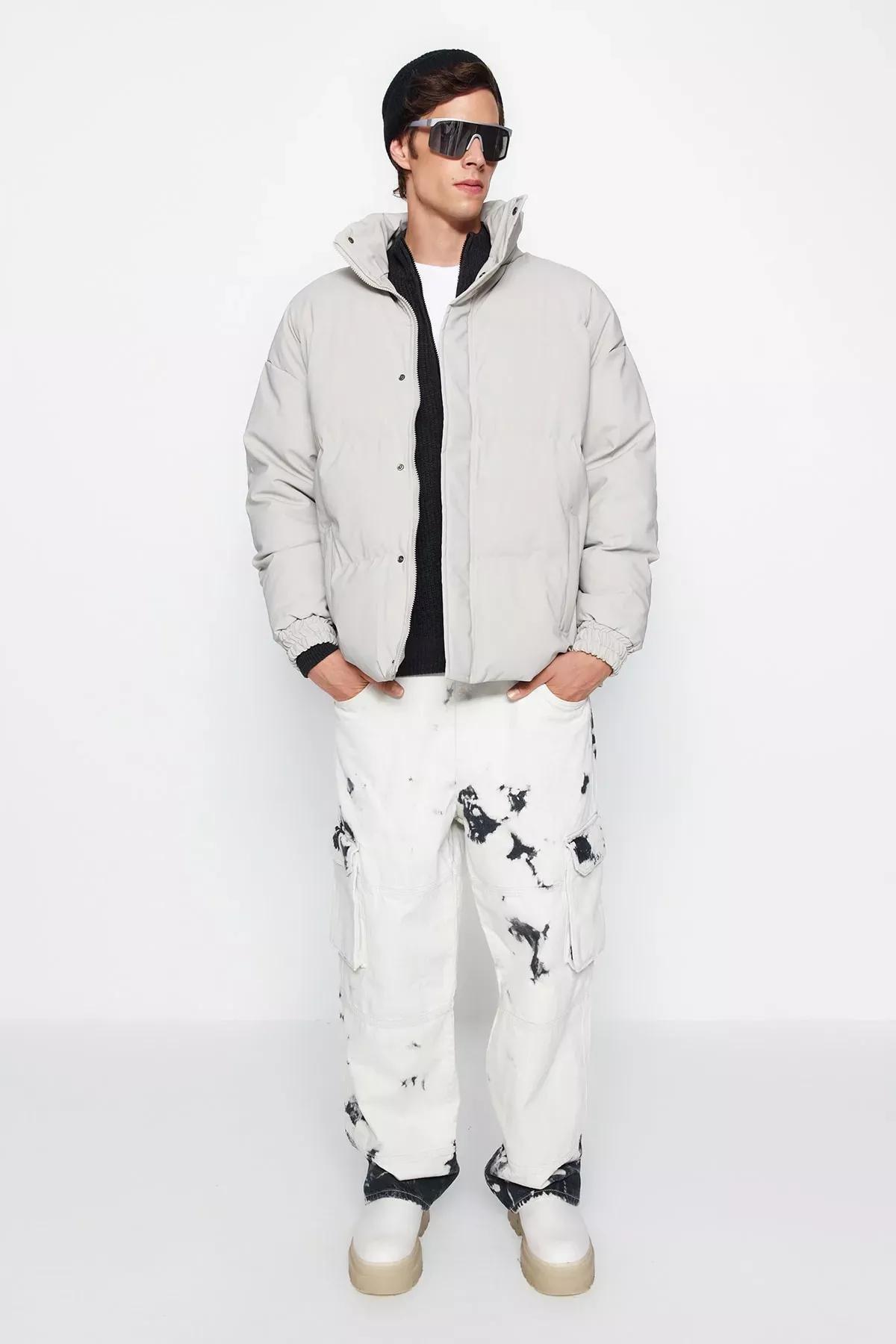 Grey Puffer Jacket, Rock, medium