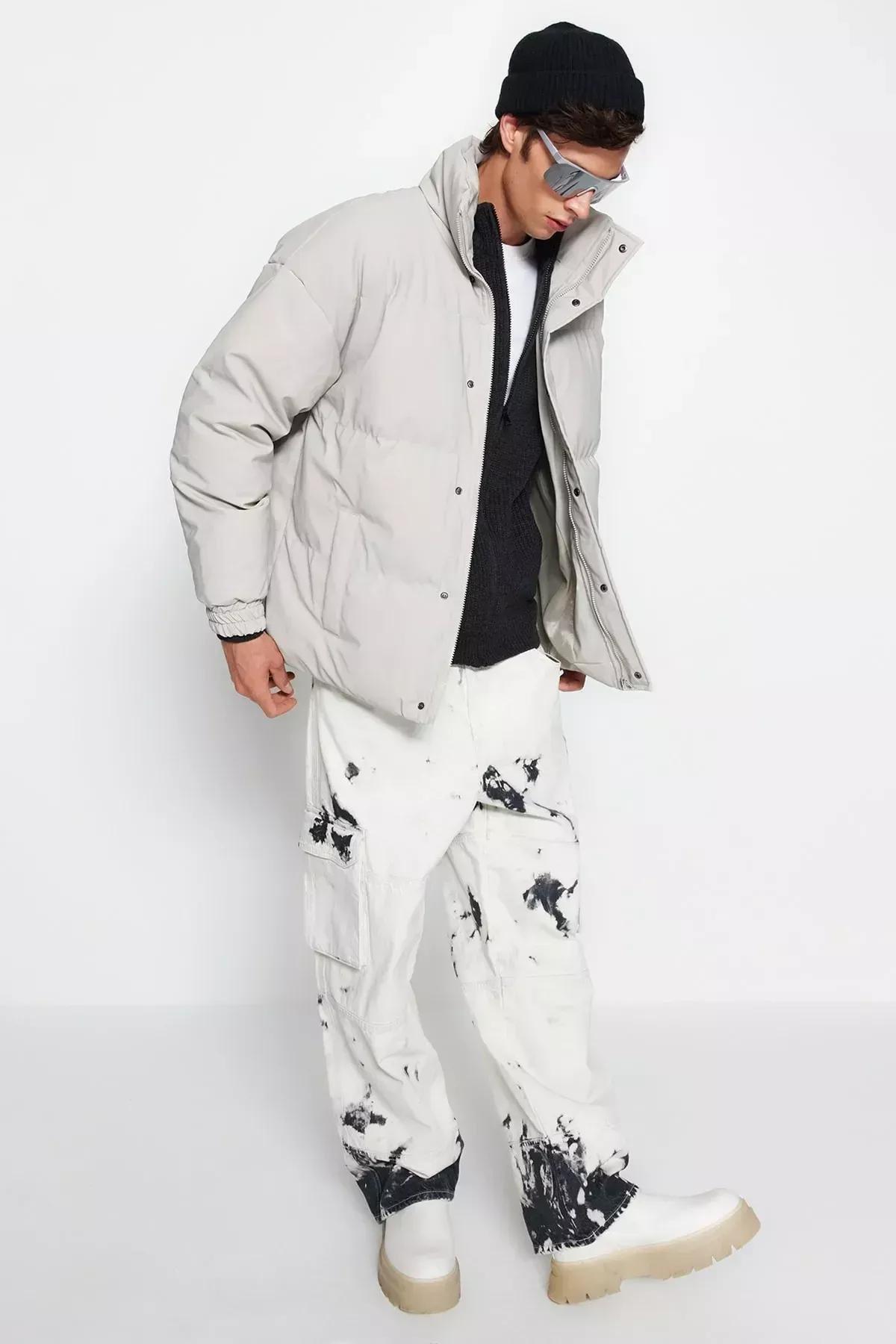 Grey Puffer Jacket, Rock, medium