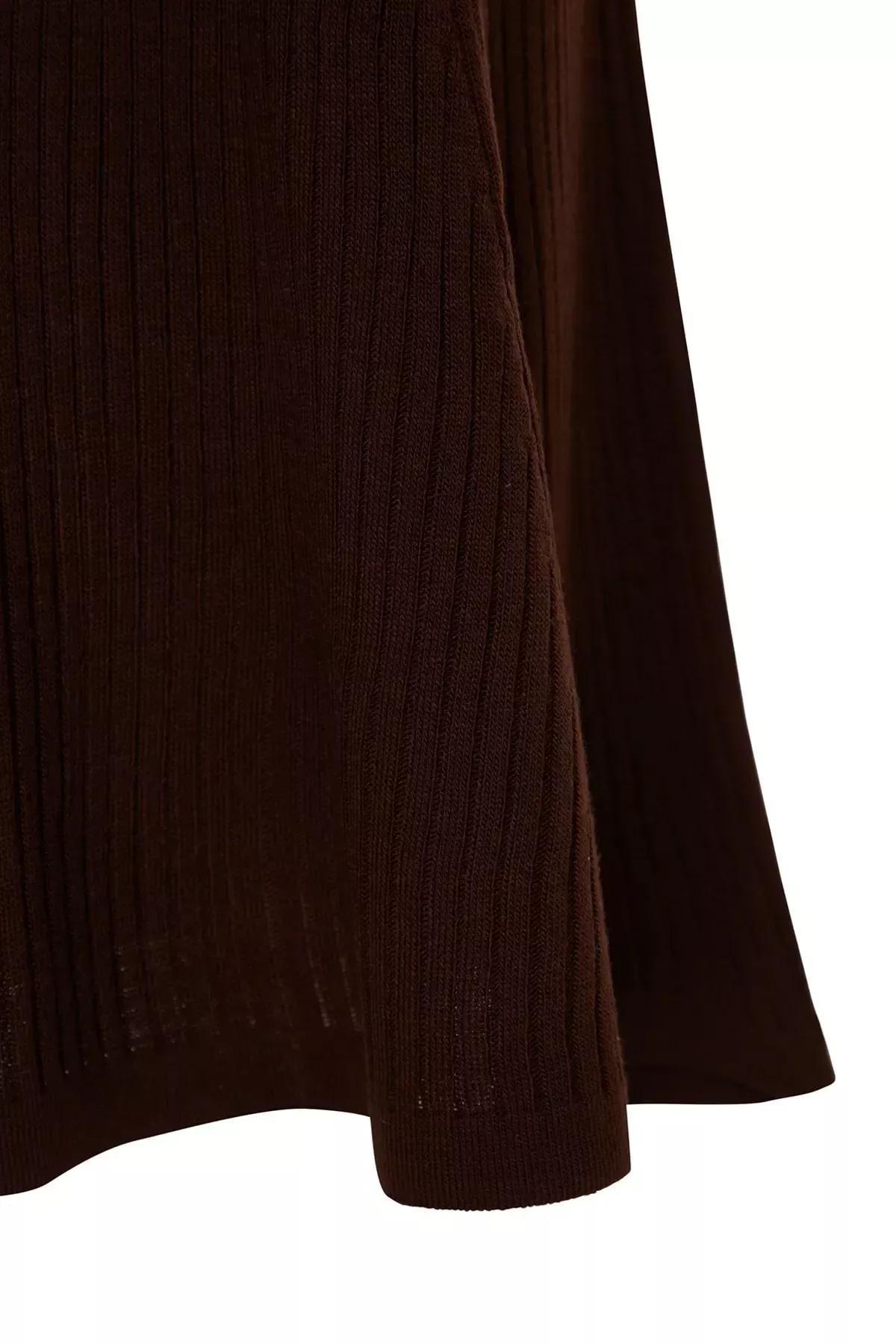 Brown A-Line Plus Size Dress, Brown, large image number 6