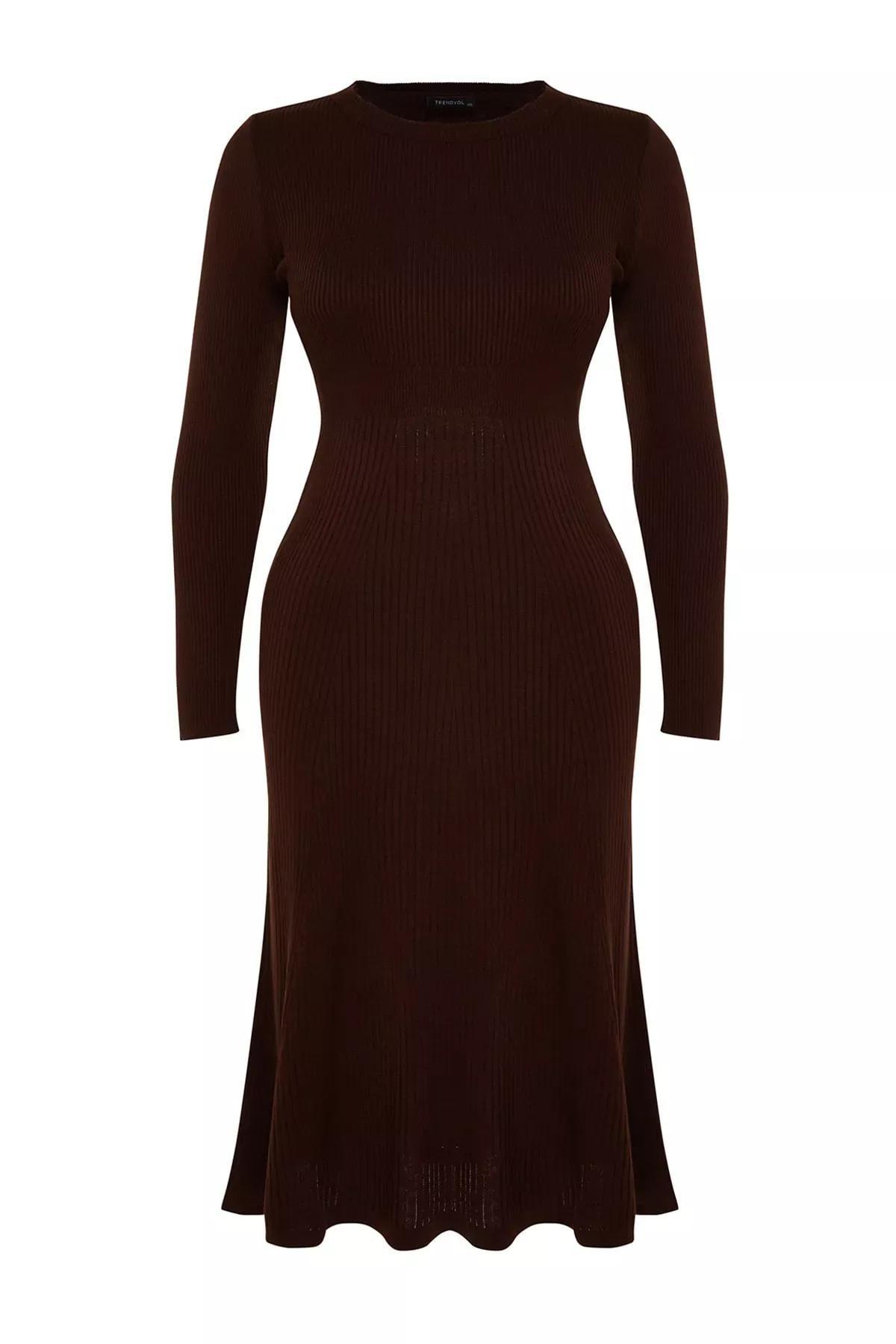 Brown A-Line Plus Size Dress, Brown, large image number 7