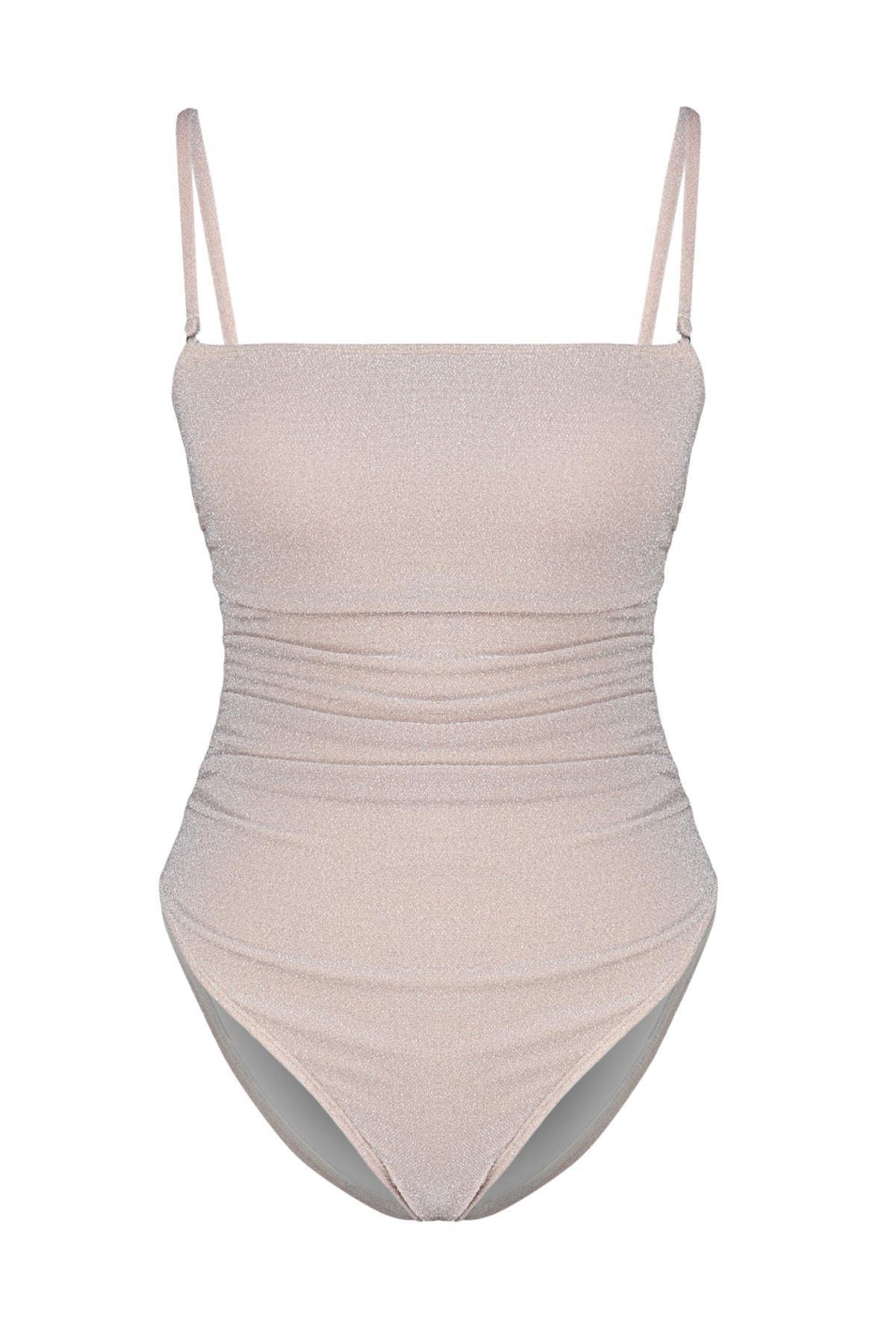 Grey Strapless High Leg Swimwear, , large image number 5