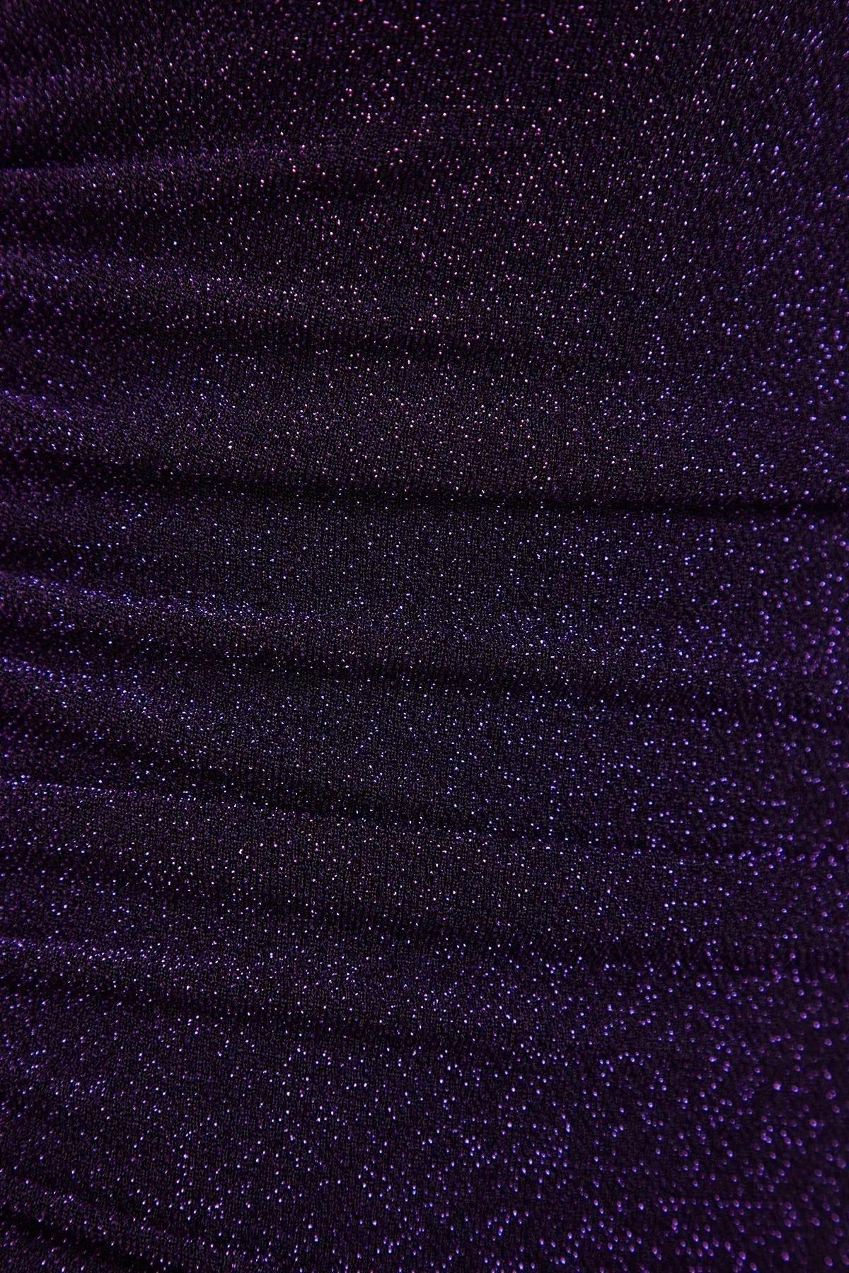 Purple Strapless Glitter High Leg Swimsuit, Purple, large image number 5