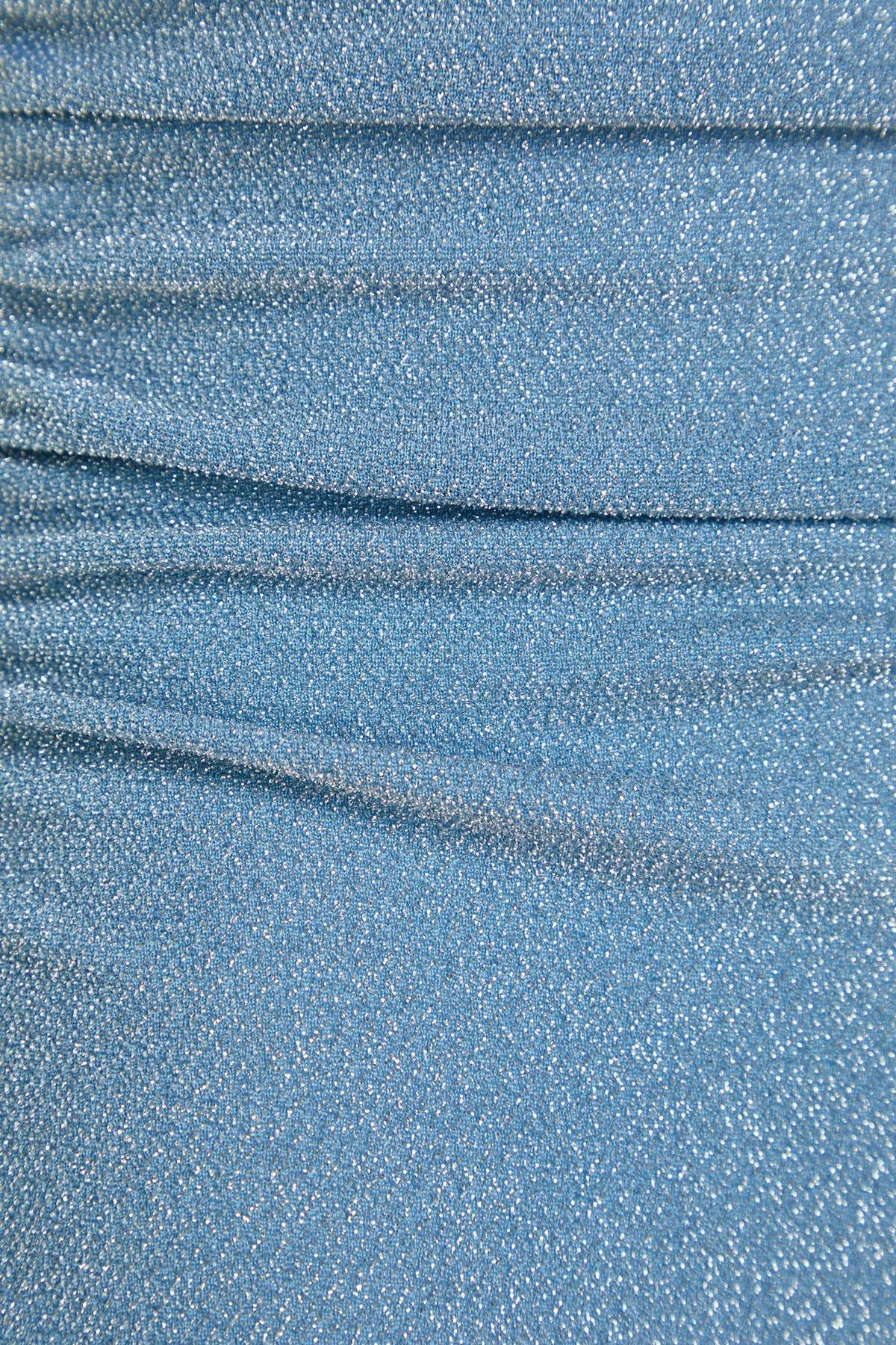 Blue Strapless Glitter High Leg Swimsuit, , large image number 3
