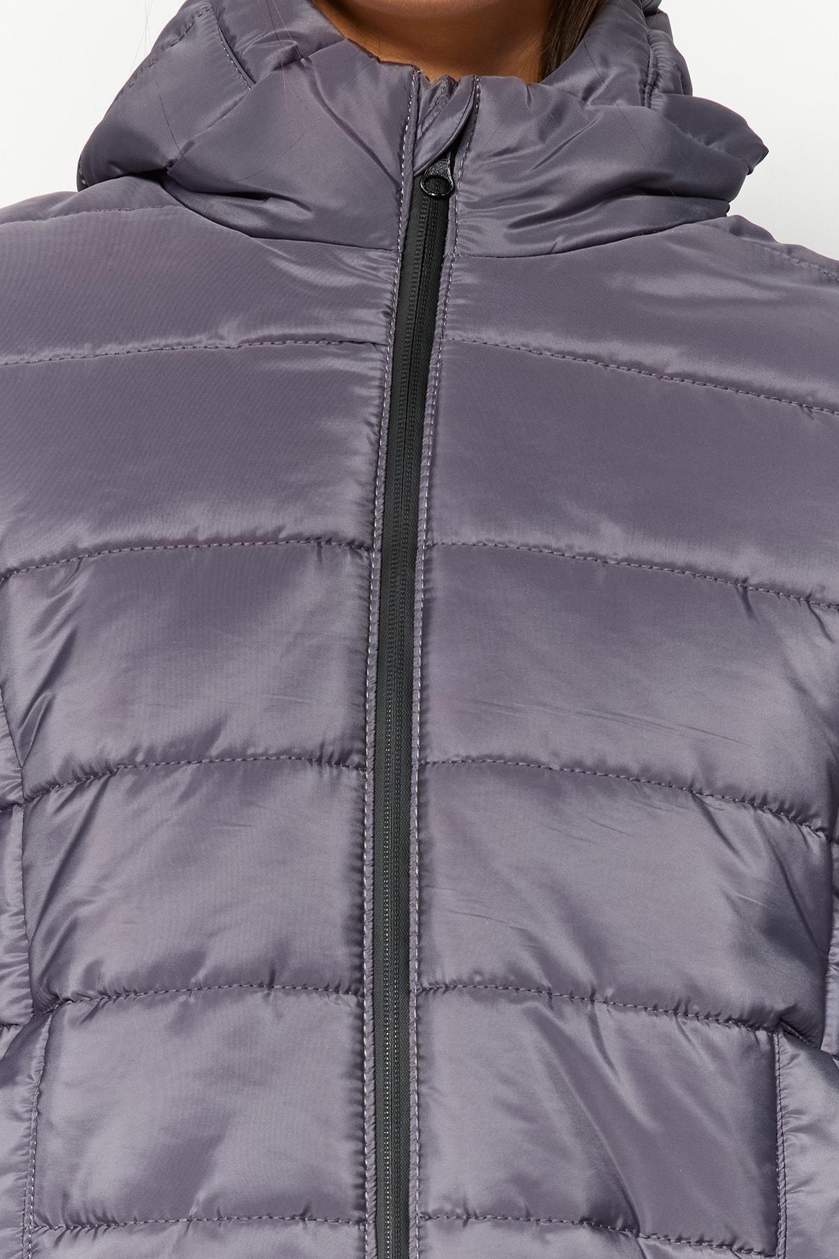 Grey Puffer Hooded Jacket, , large image number 3