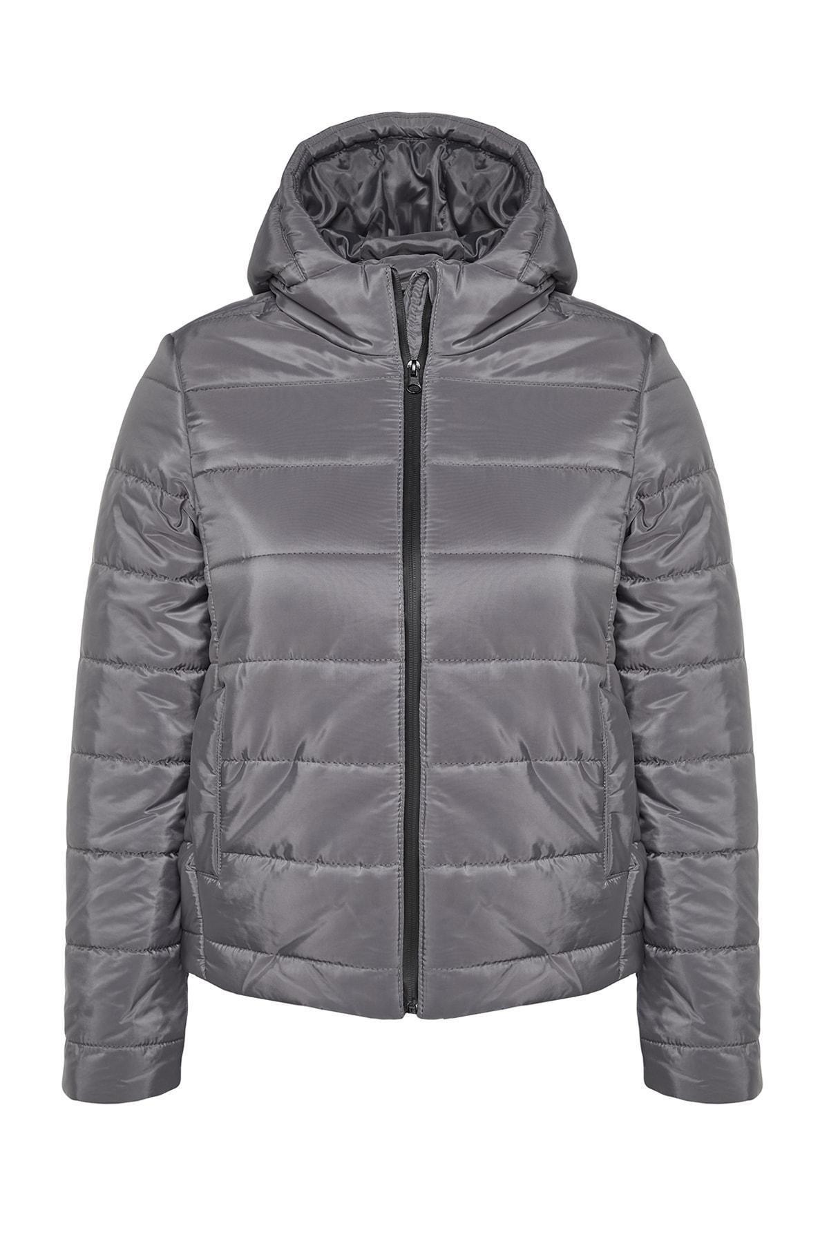Grey Puffer Hooded Jacket, , large image number 5