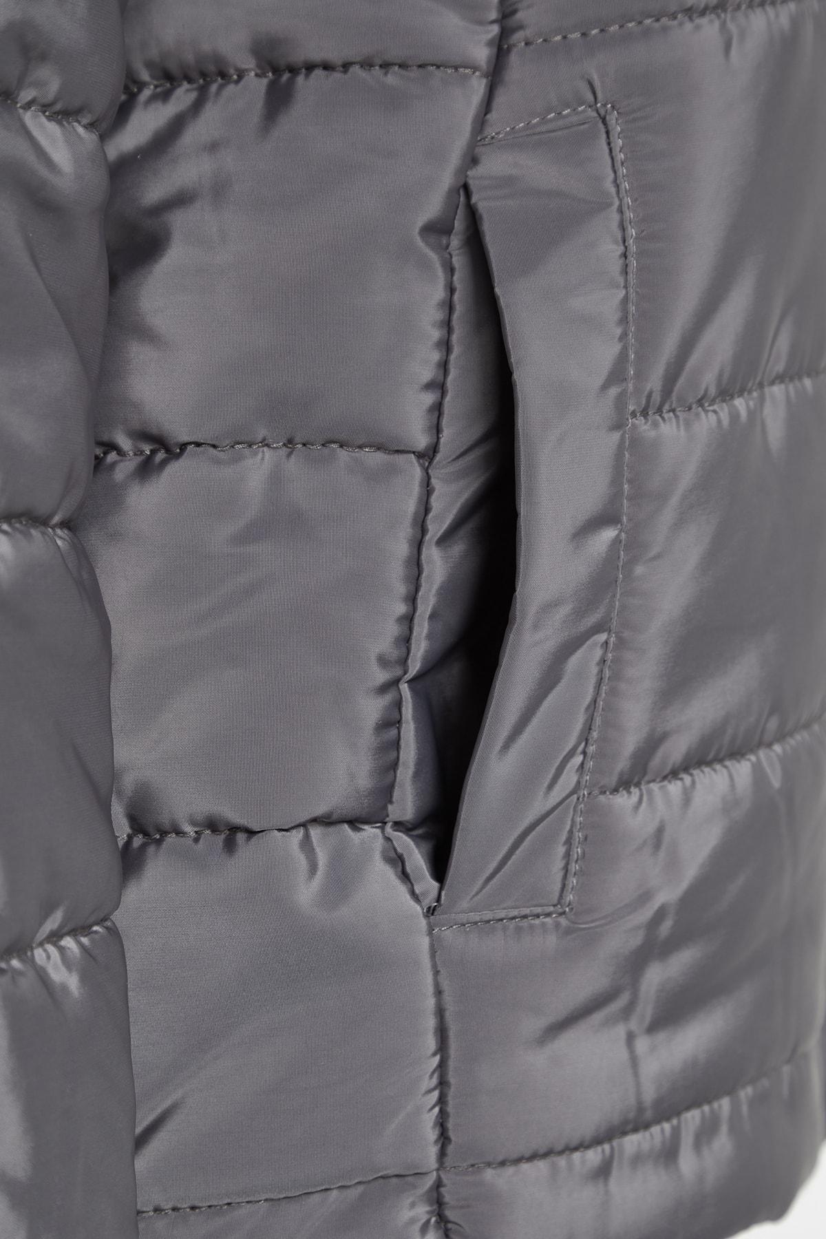 Grey Puffer Hooded Jacket, , large image number 6