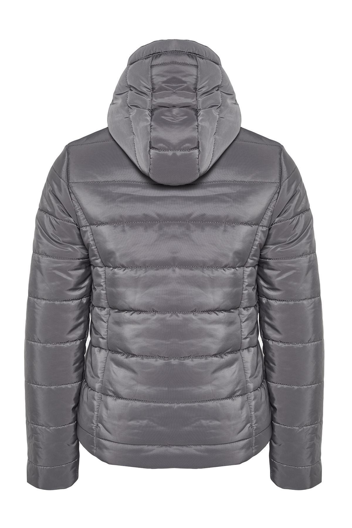 Grey Puffer Hooded Jacket, , large image number 7