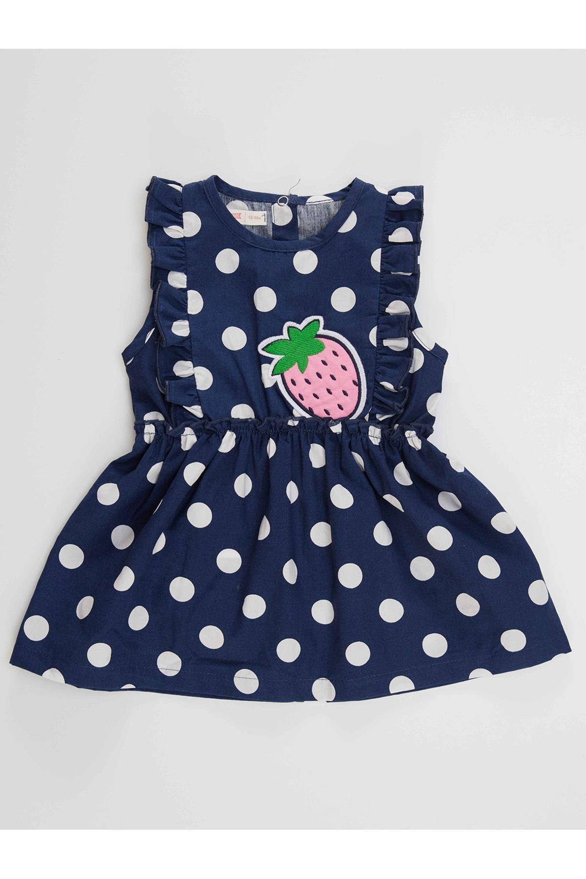 Denokids - Navy Polka Dot Dress, Baby Girls