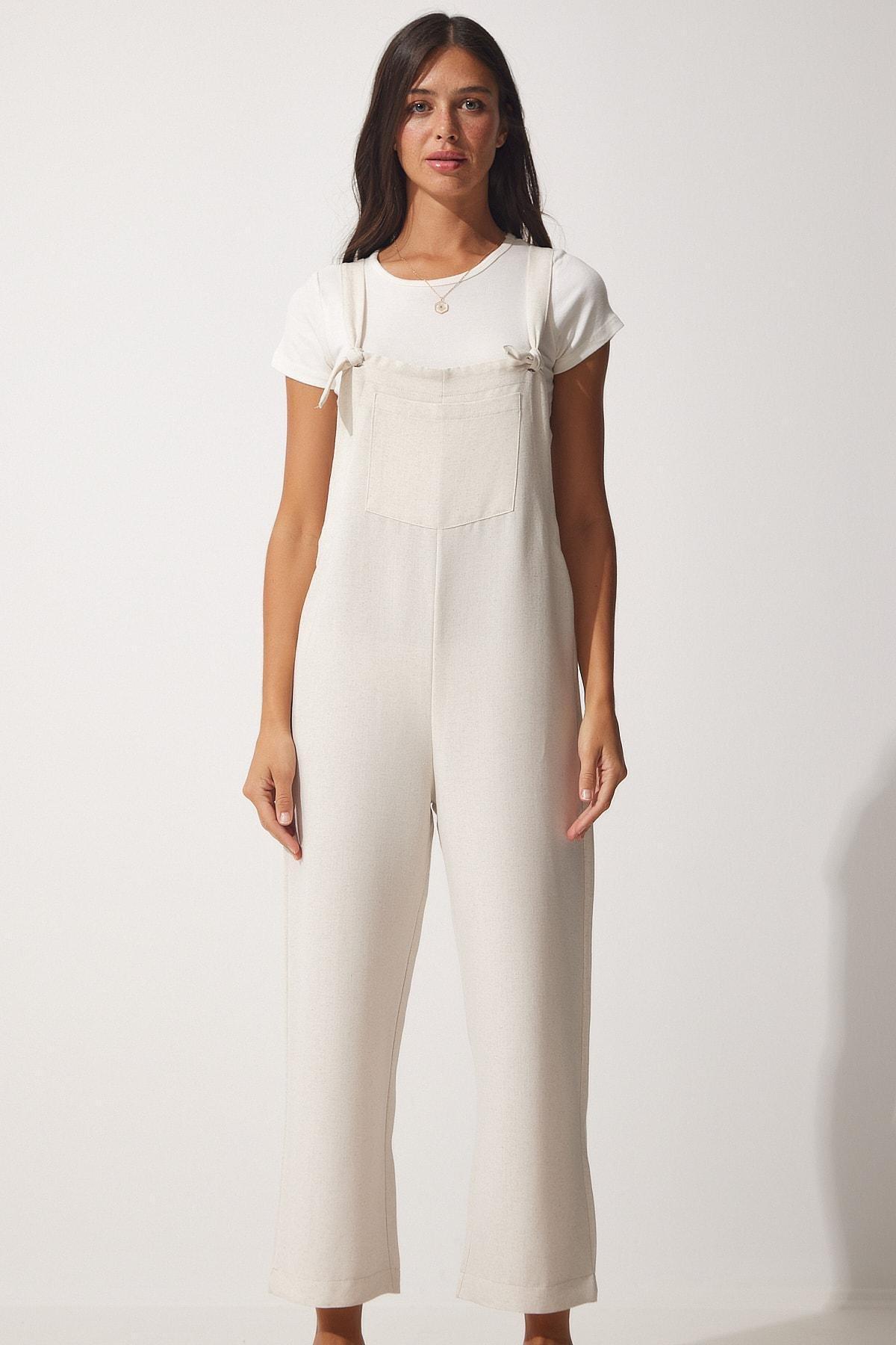 Beige Plain Jumpsuit, , large image number 3