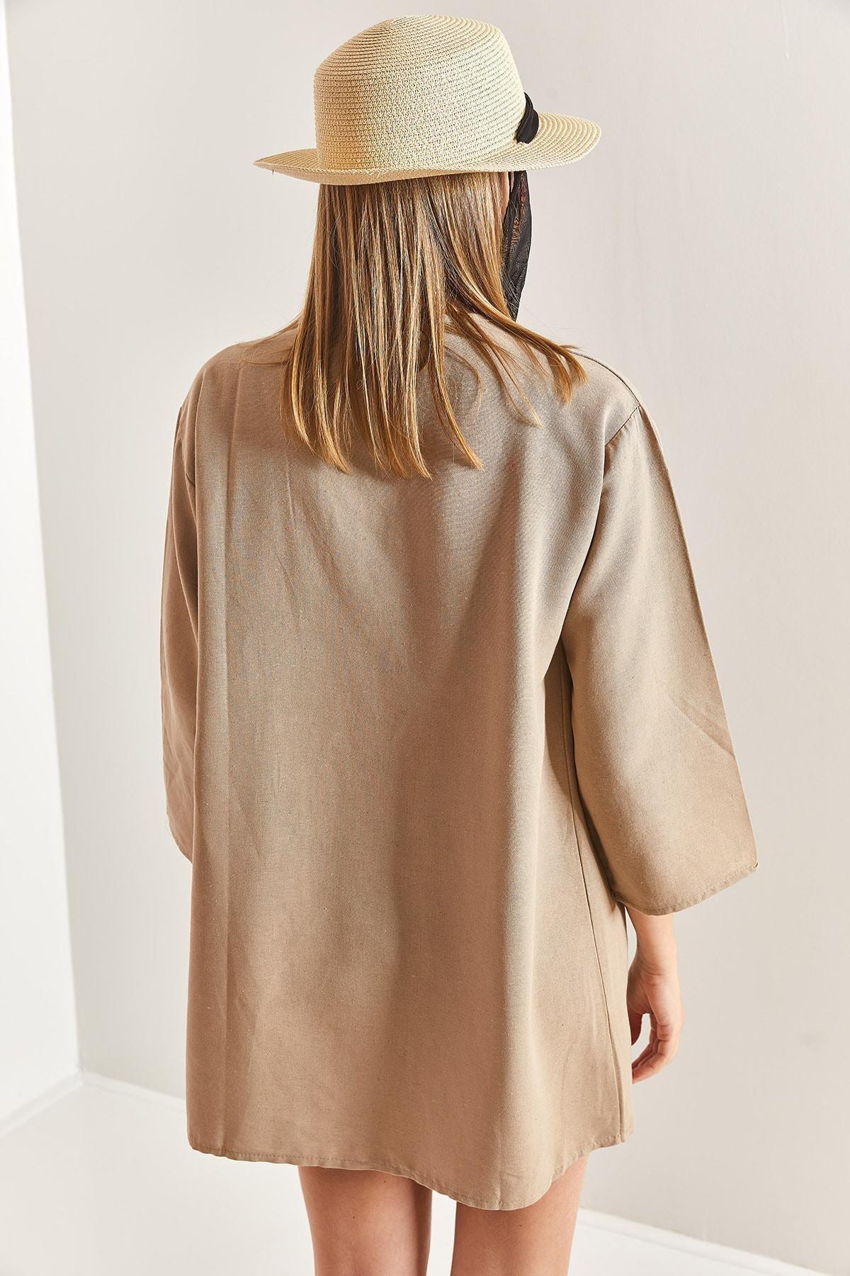 Beige Basic Kimono, , large image number 2