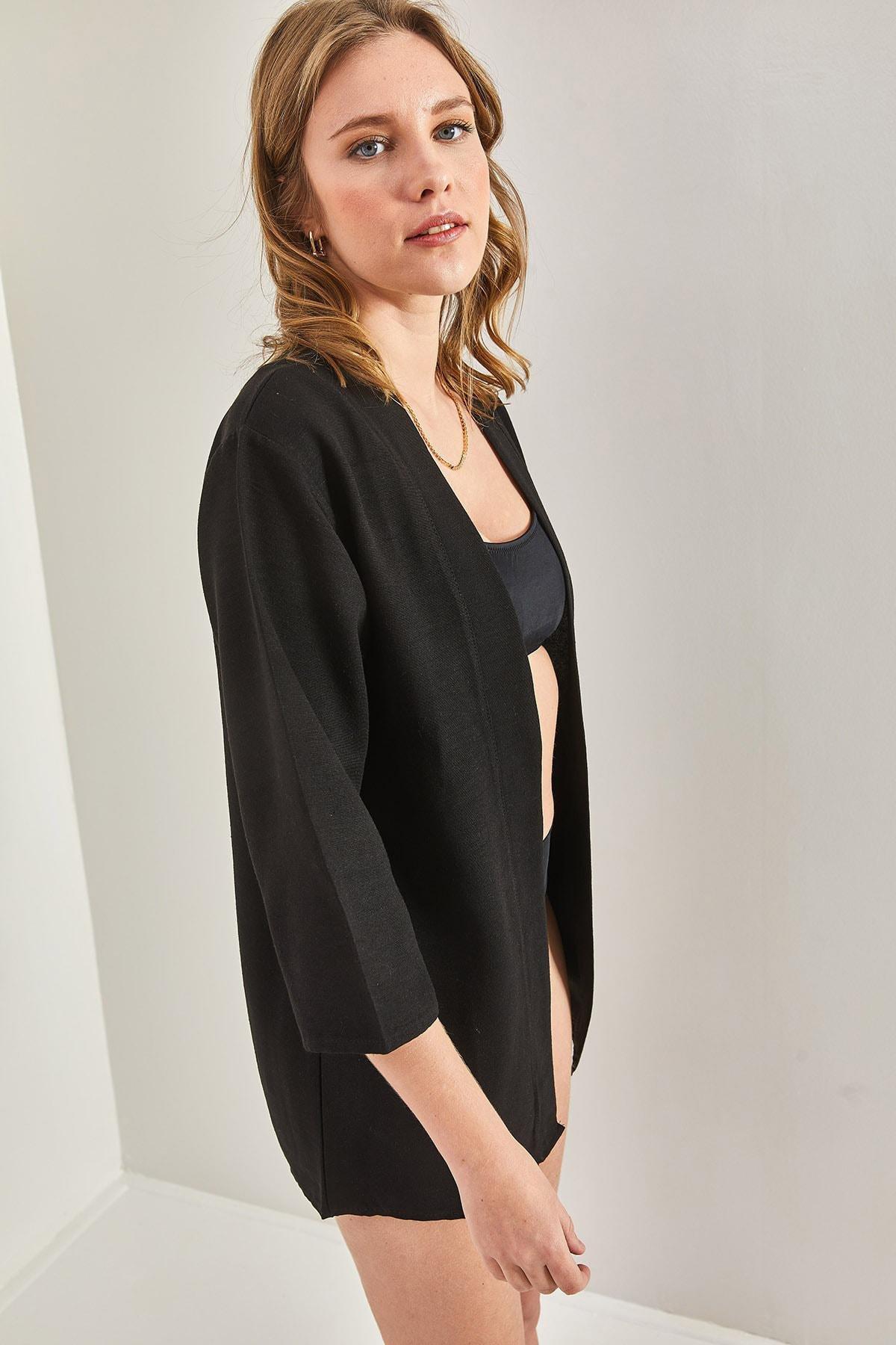 Black Basic Kimono, , large image number 2