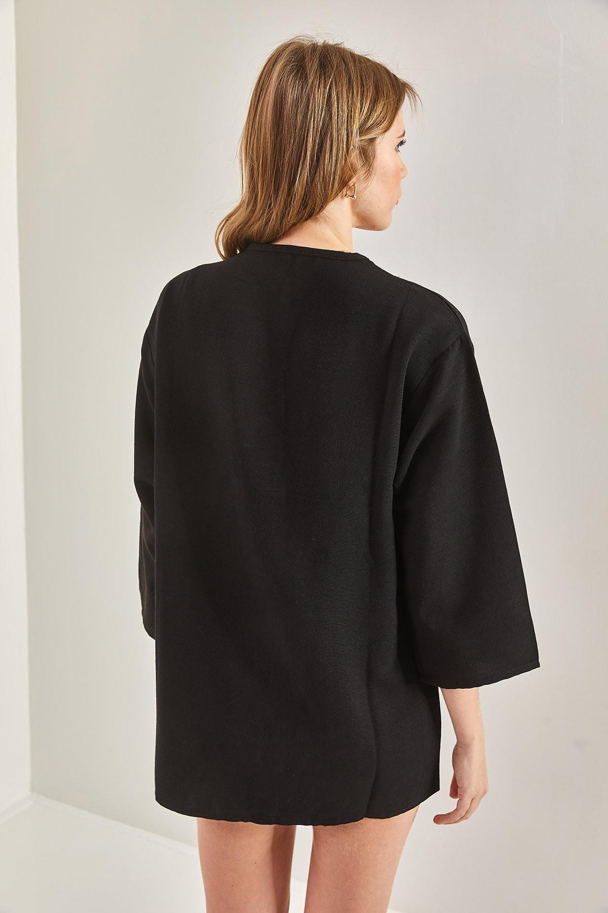 Black Basic Kimono, , large image number 4