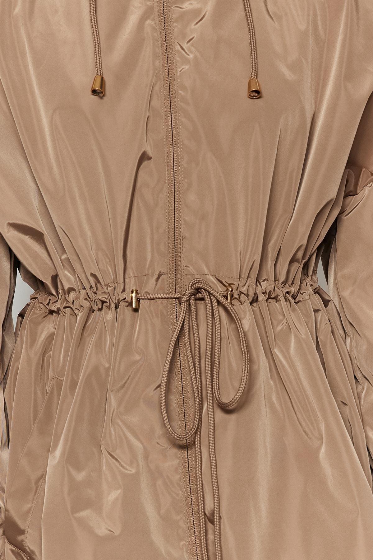Beige Oversize Hooded Raincoat, , large image number 5