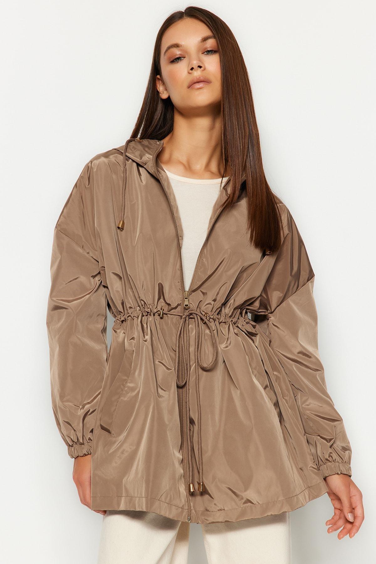 Beige Oversize Hooded Raincoat, , large image number 9