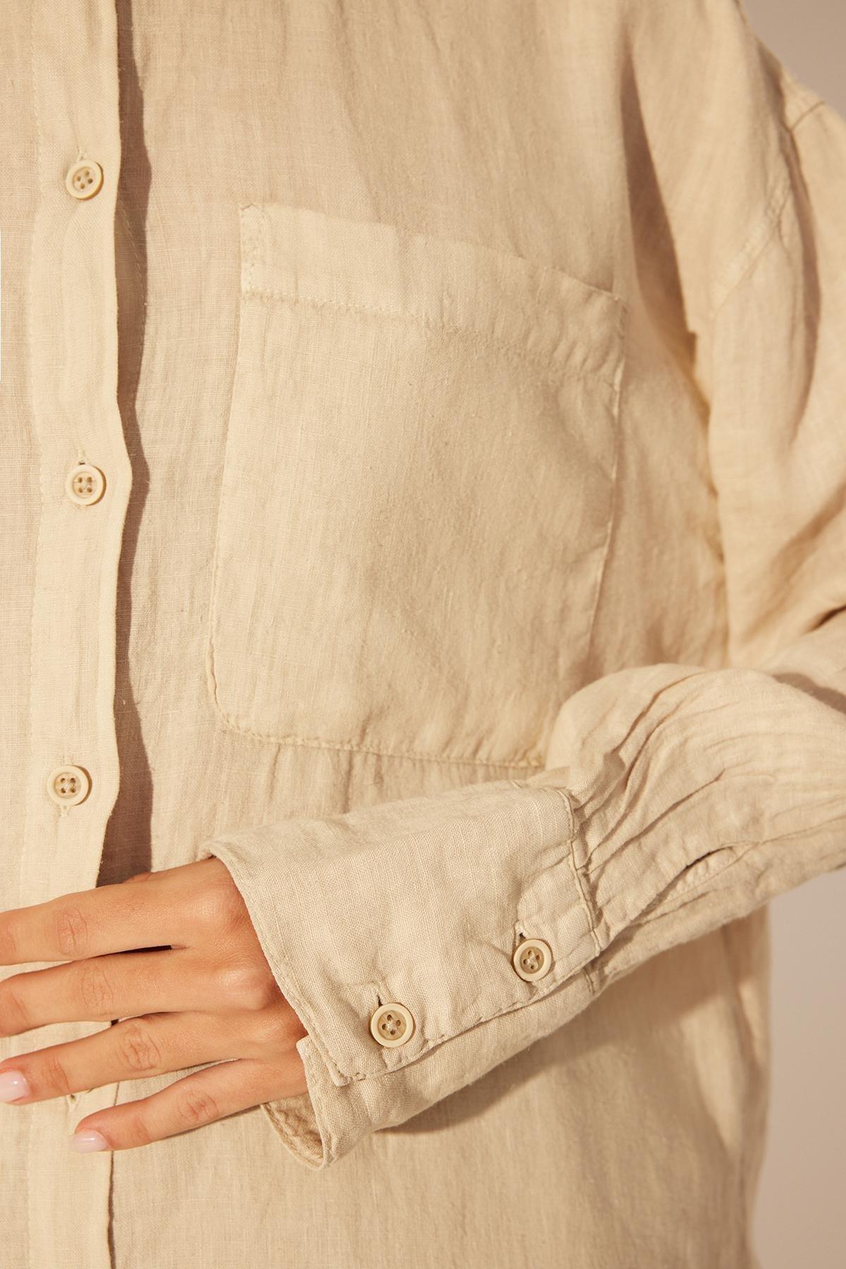 Beige Oversized Linen Shirt, , large image number 5