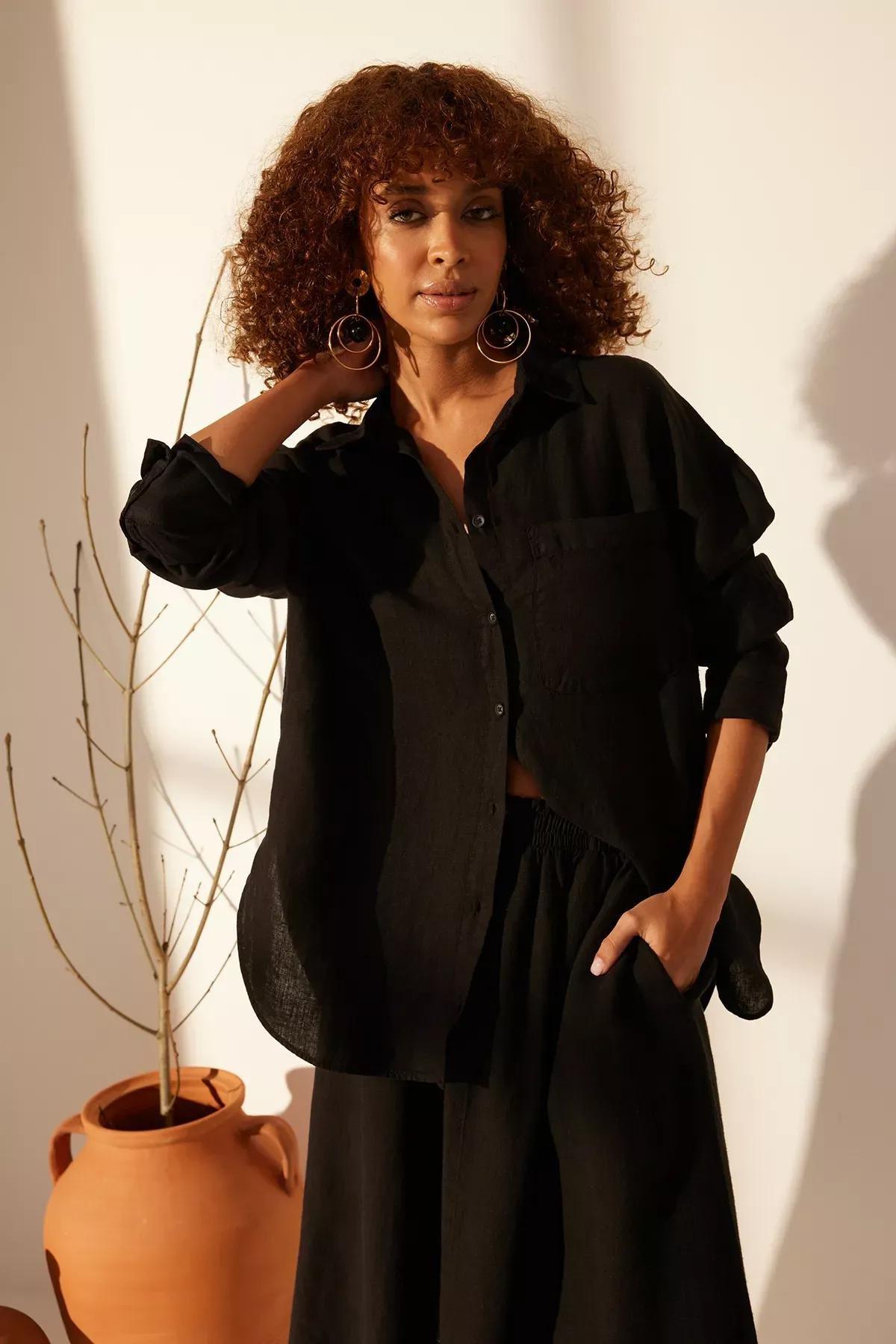 Black Oversized Shirt, C101_5720, large image number 0