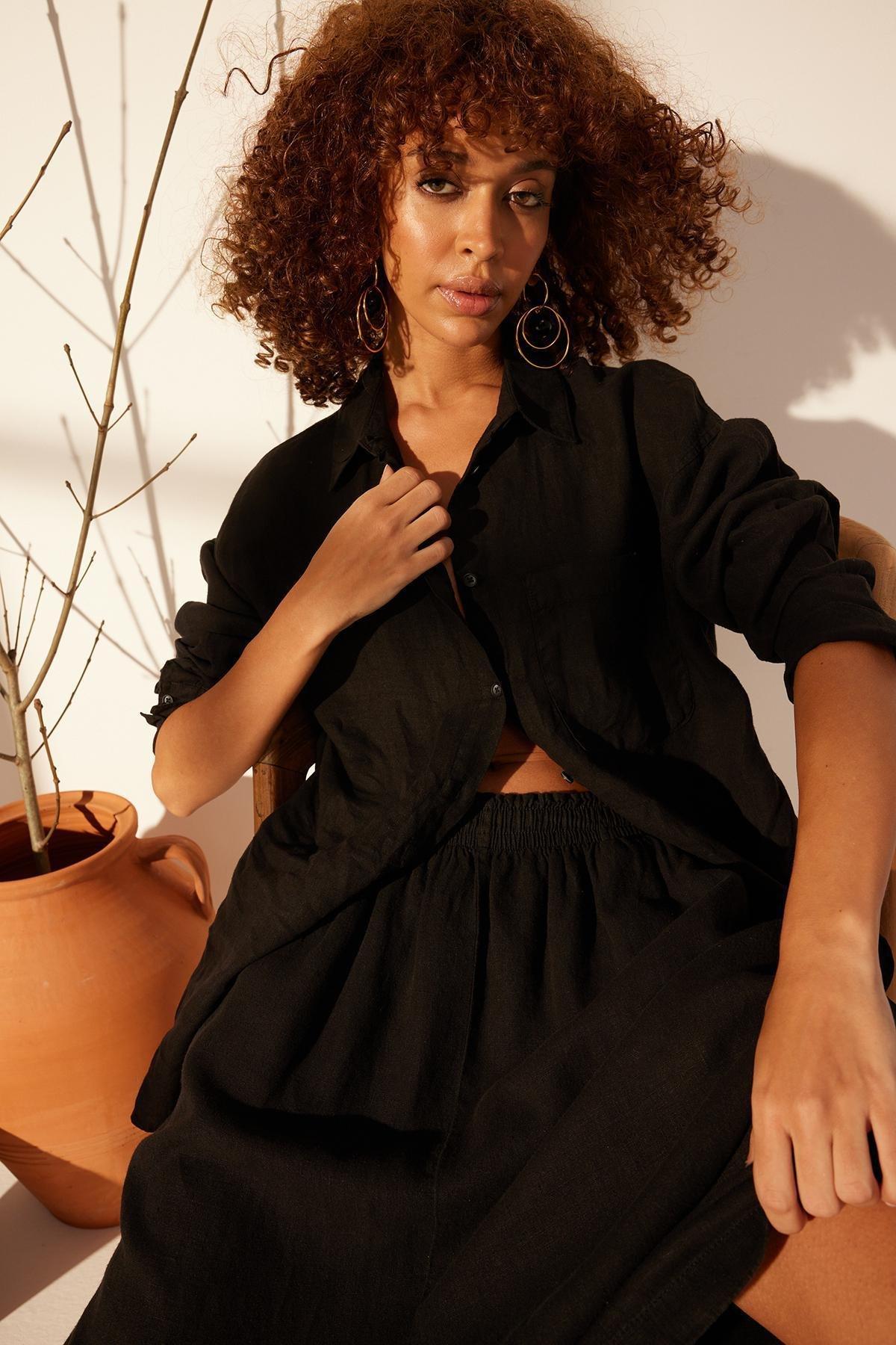 Black Oversized Shirt, , large image number 1