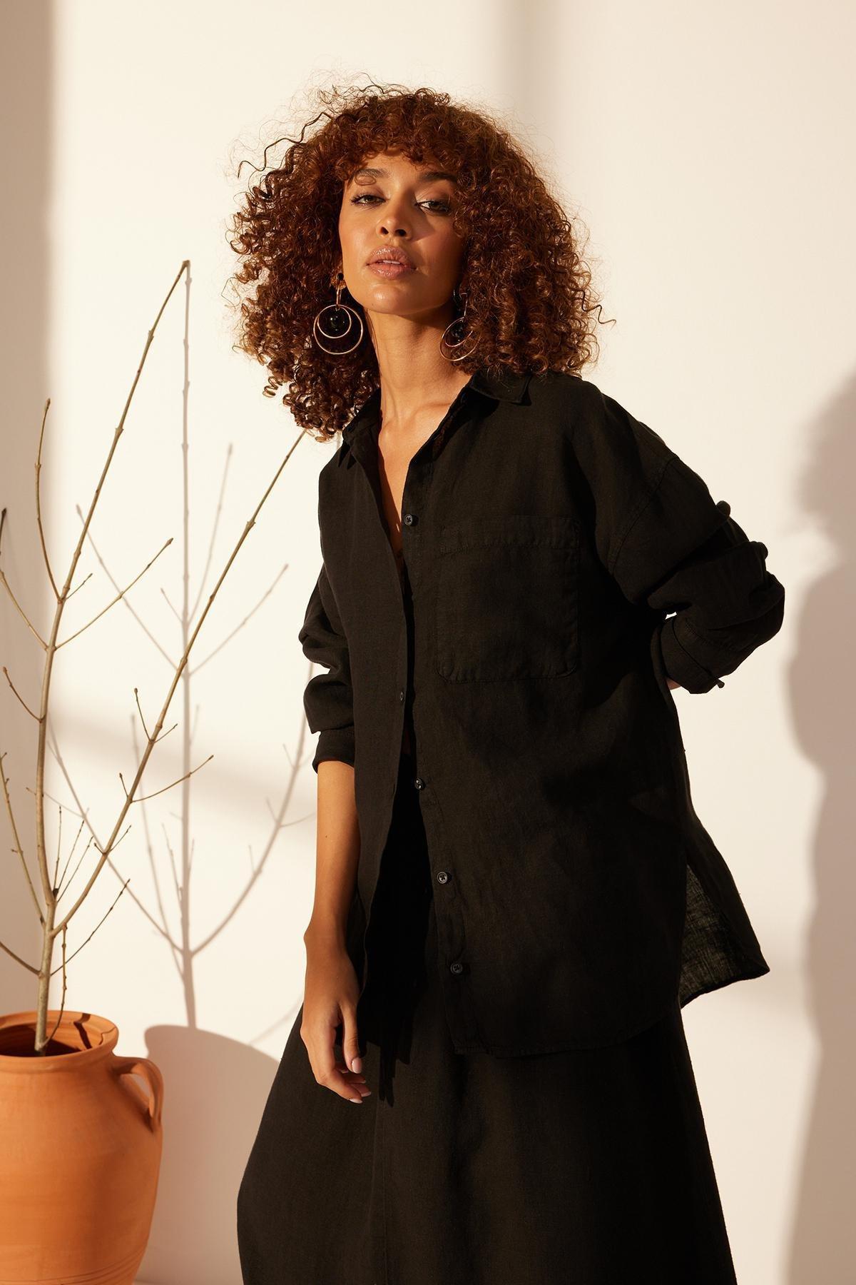 Black Oversized Shirt, , large image number 3