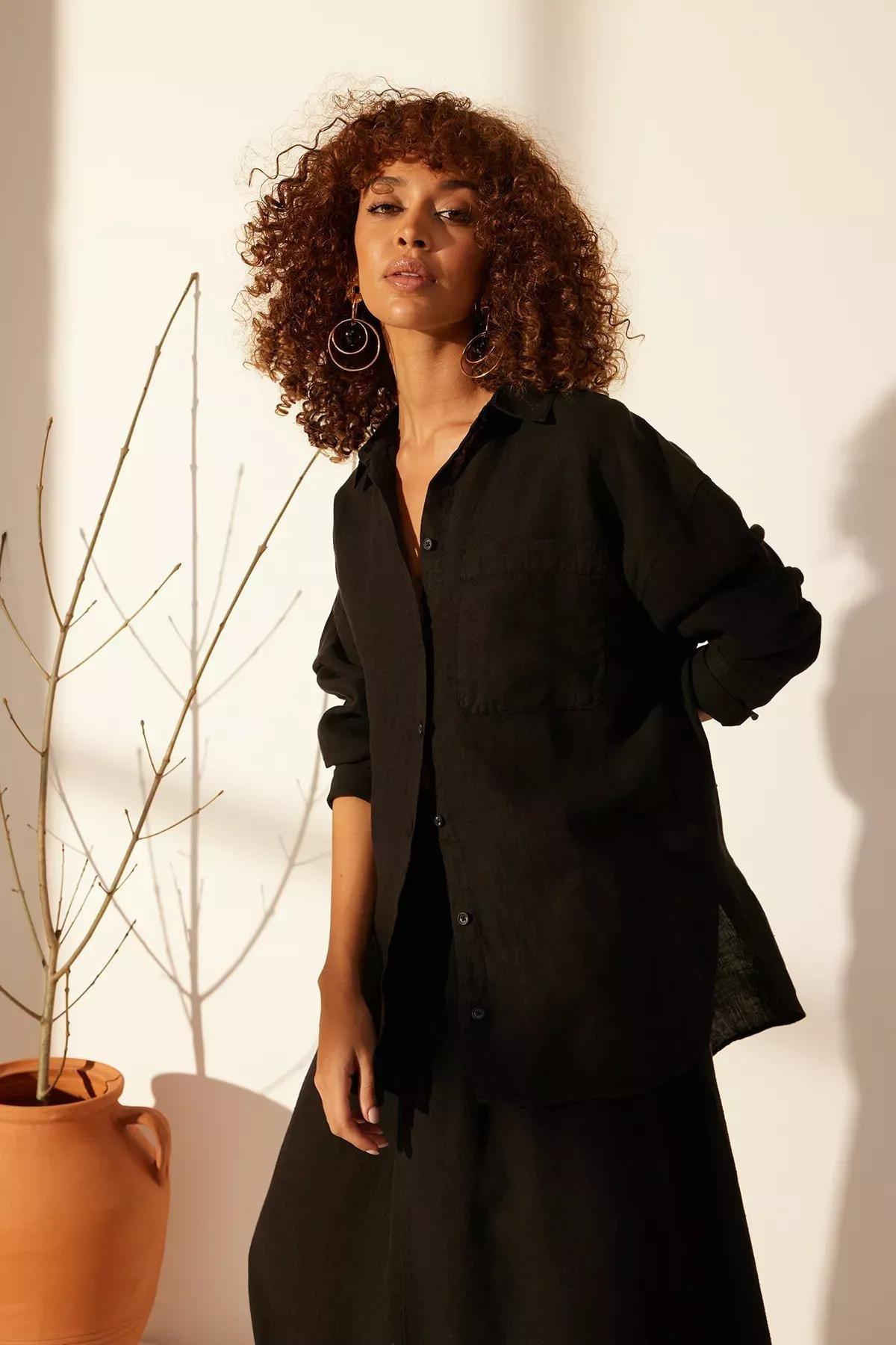 Black Oversized Shirt, C101_5720, large image number 4