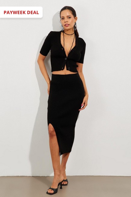 Trendyol - Black Skirt Knitwear Co-Ord Set