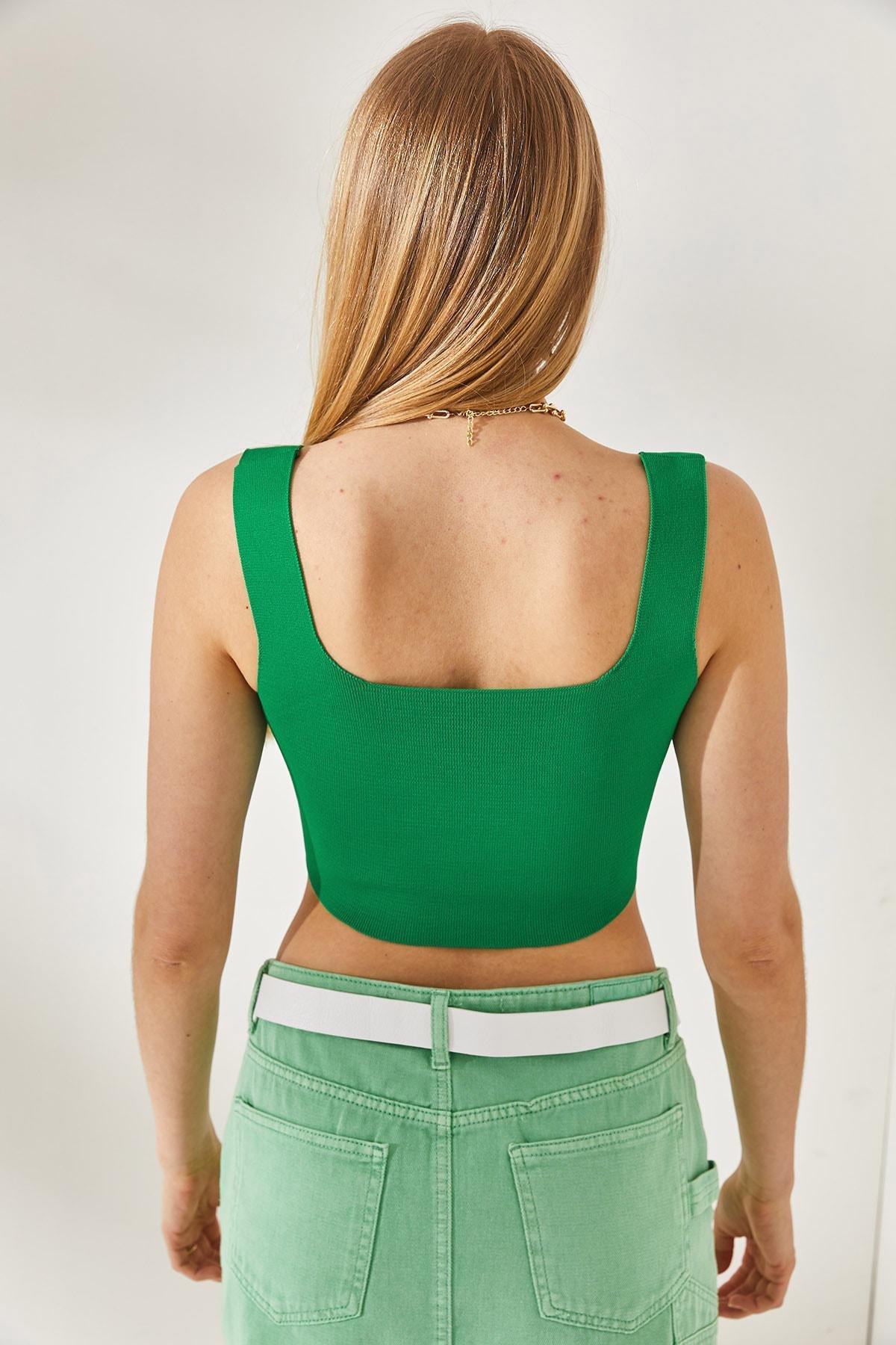 Green Square Collar Blouse, Grassgreen, large image number 4