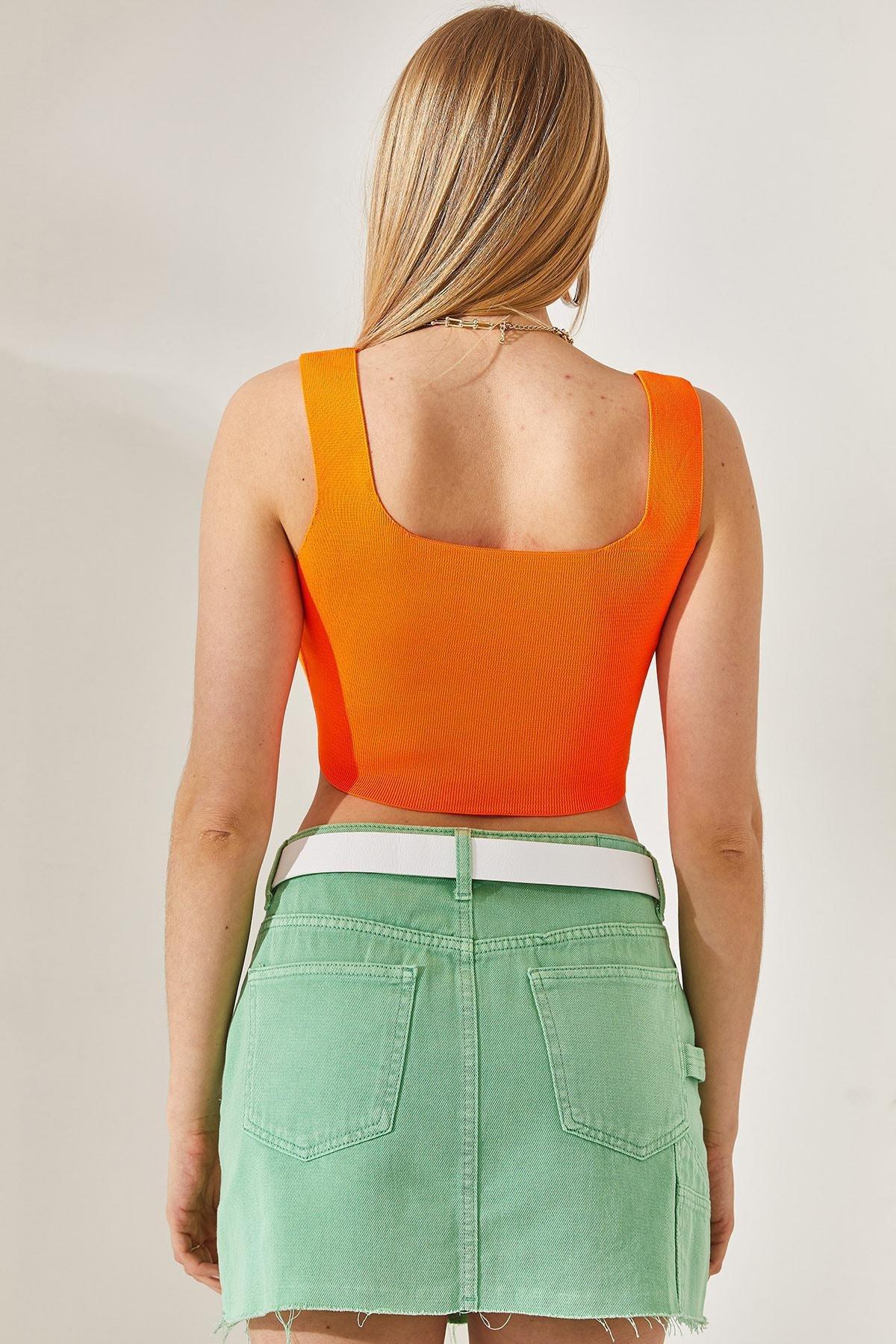 Orange Square Collar Blouse, Orange, large image number 4