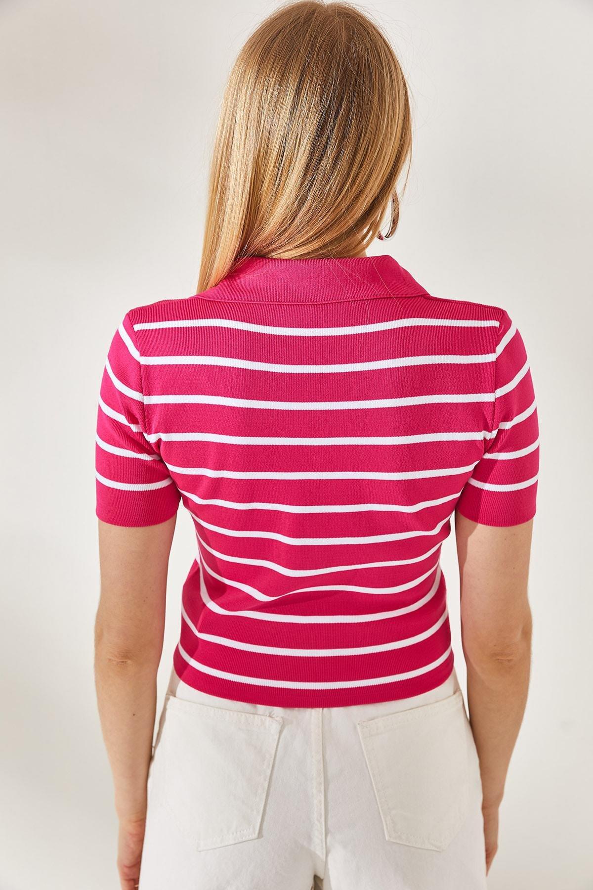 Pink Striped Slim Top, Fuchsia, large image number 3