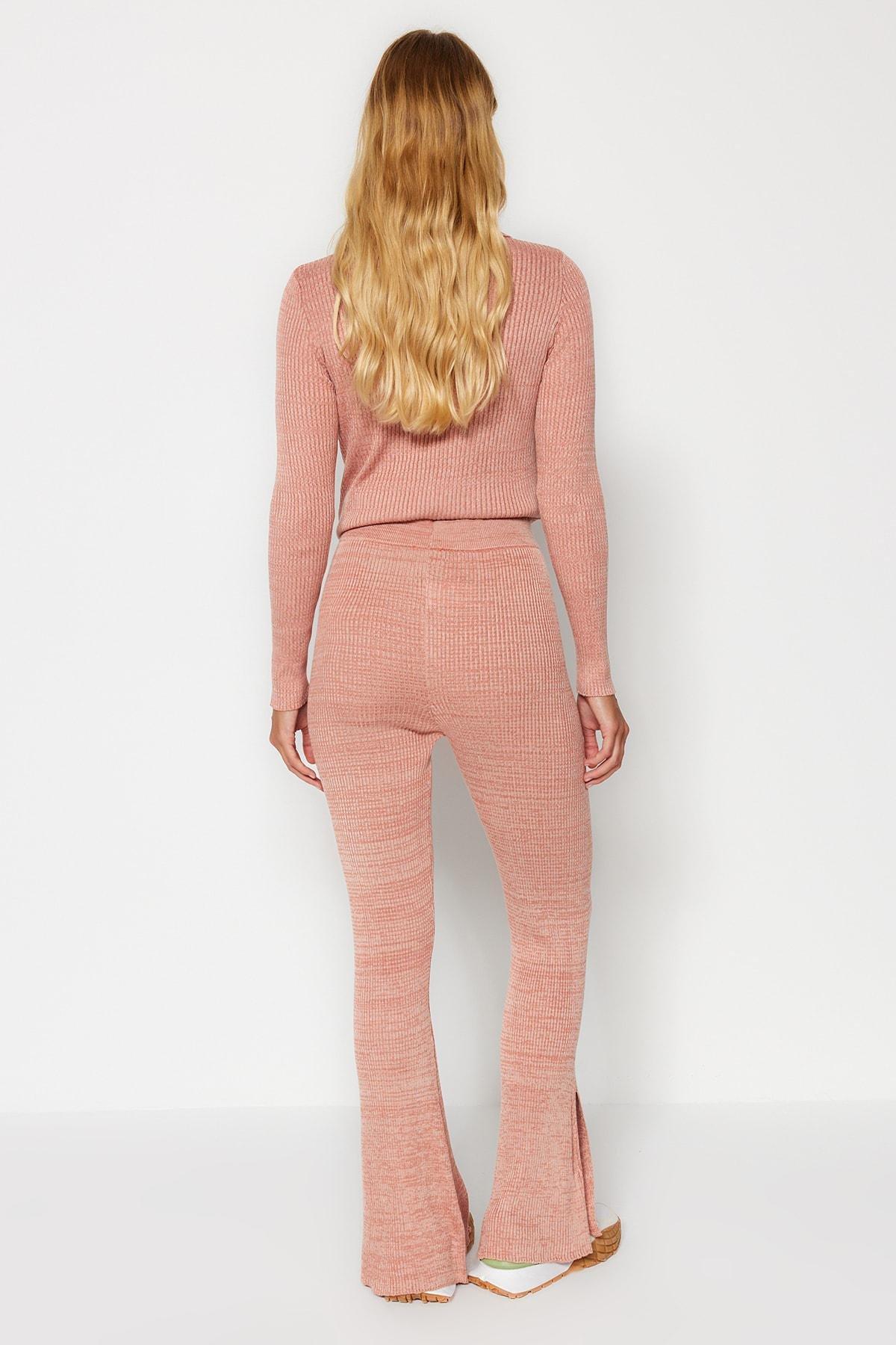 Pink Flare Leg Sweater Trousers, , large image number 4