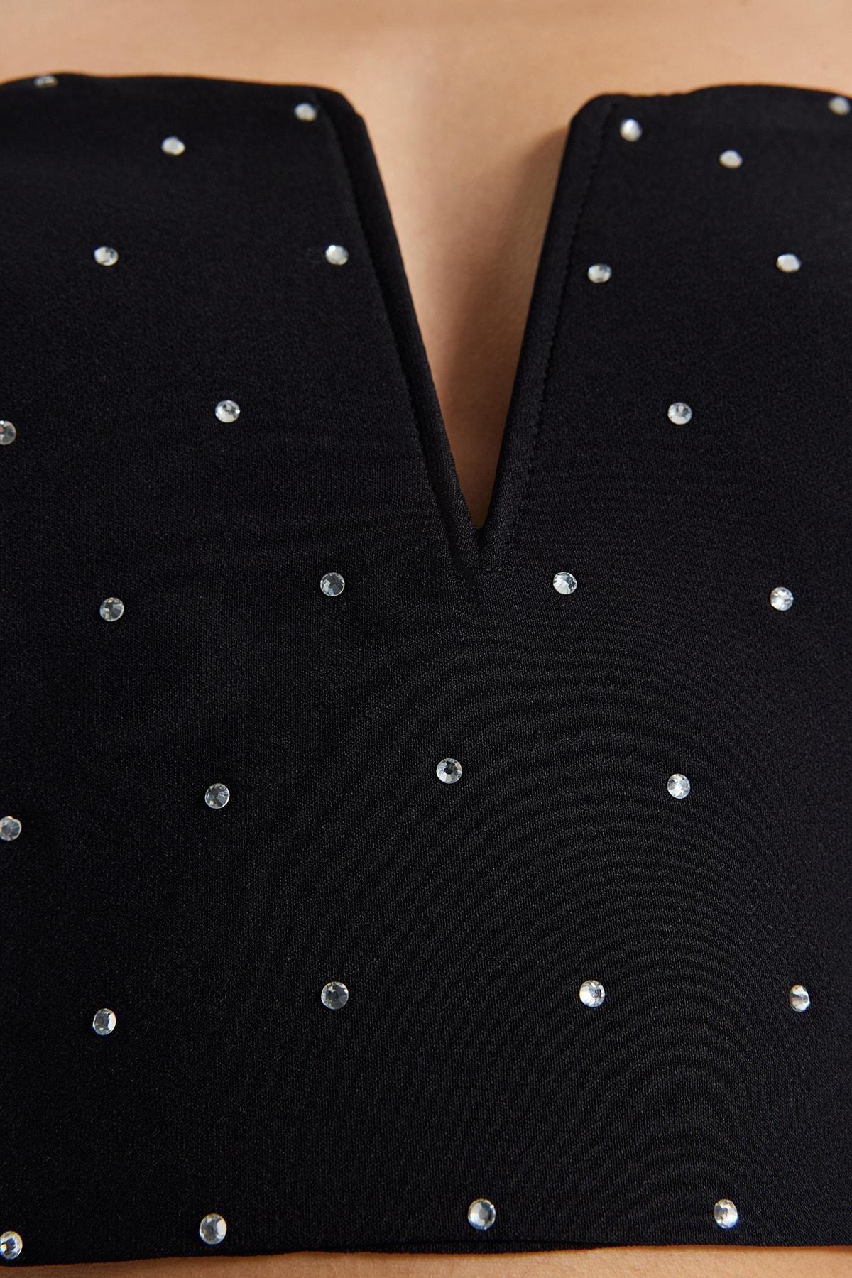 Black Plain Crop Top, , large image number 4