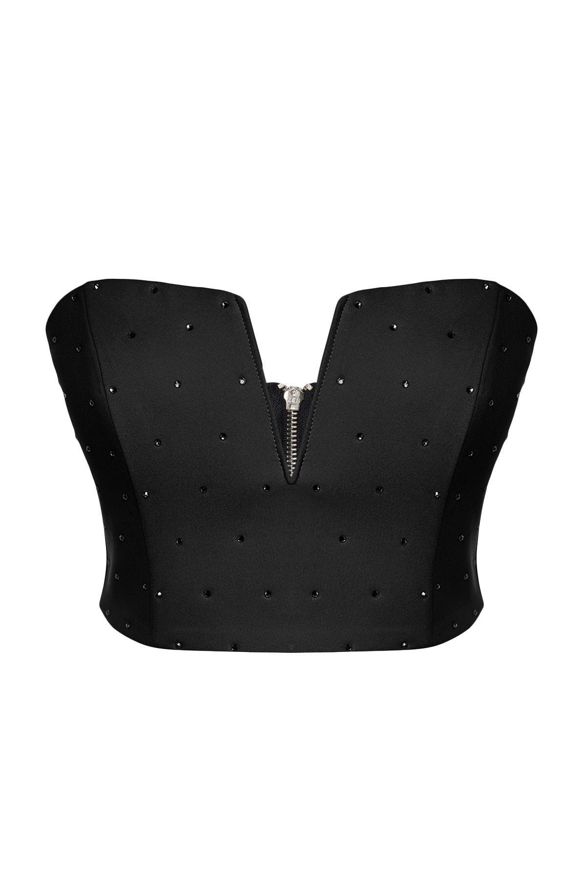Black Plain Crop Top, , large image number 5