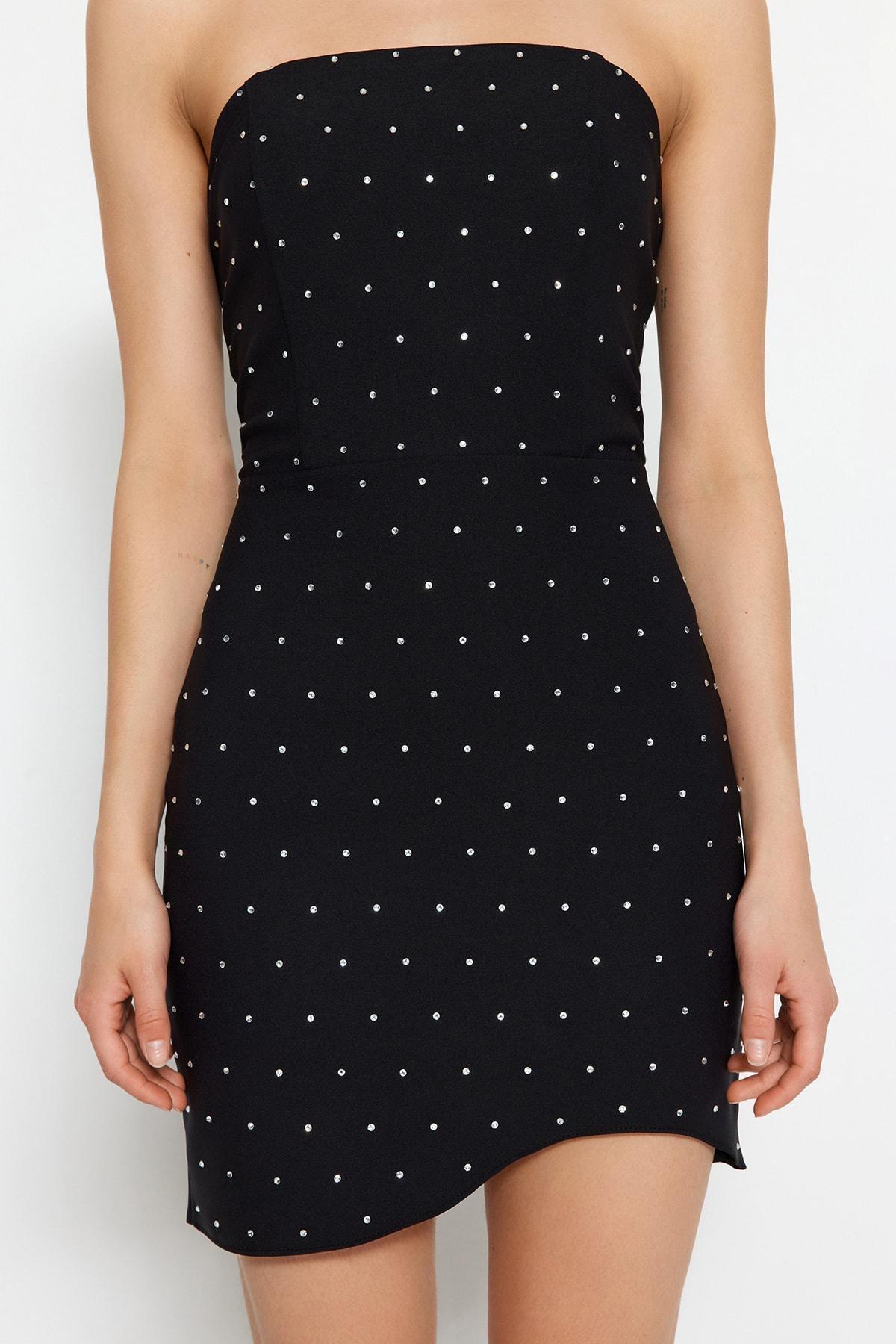 Black Strapless Shift Dress, , large image number 3
