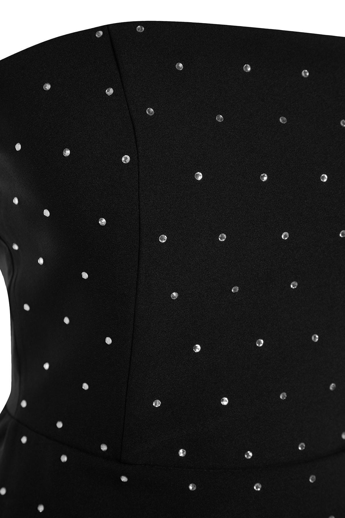 Black Strapless Shift Dress, , large image number 6