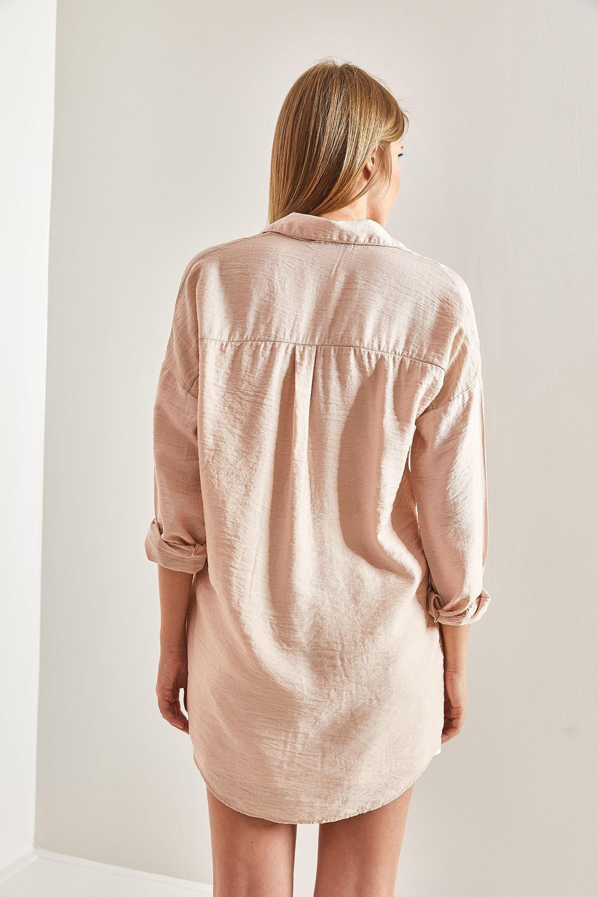 Beige Stamp Palette Embroidered Linen Ayrobin Shirt, , large image number 2