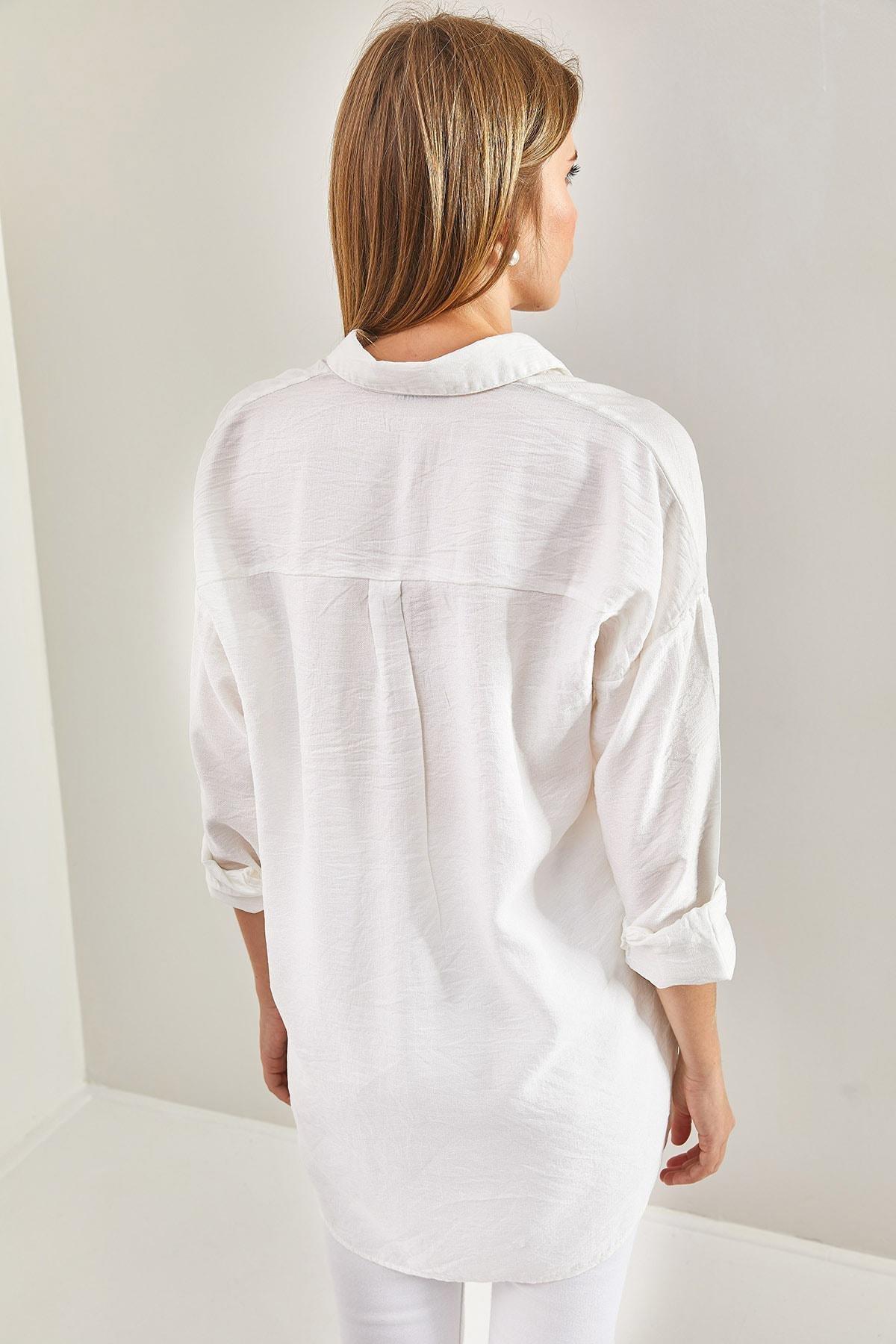 White Embroidered Sequins Shirt, , large image number 3