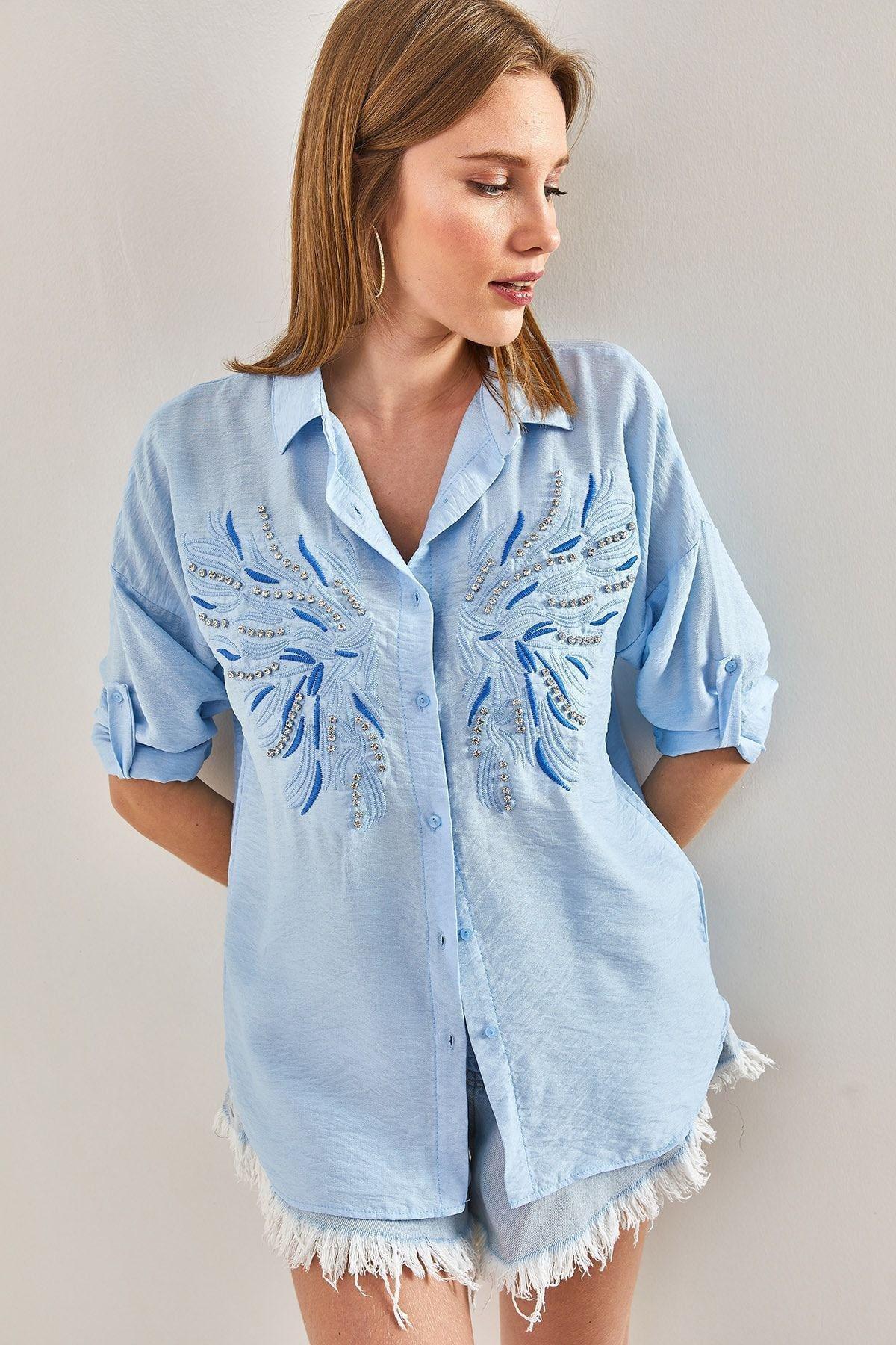 Beige Embroidered Pattern Ayrobin Shirt, , large image number 1