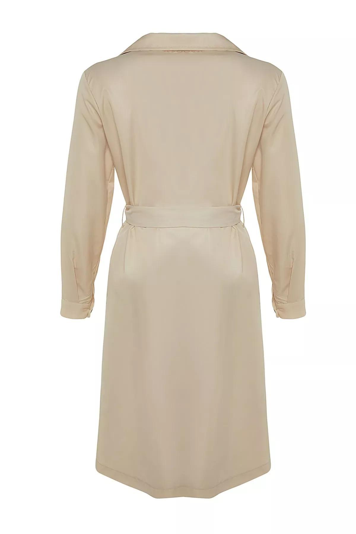 Beige Double Breasted Trench Coat, Beige, large image number 8