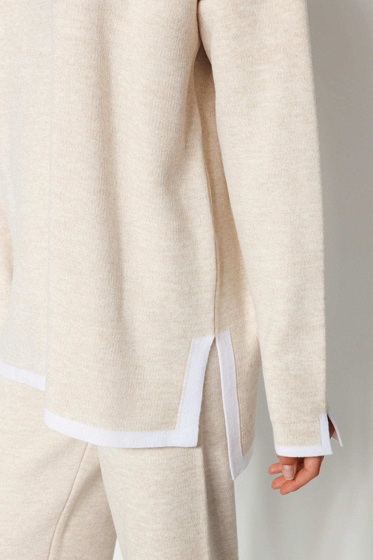Beige Wide Fit Knitwear co-ord set, , large image number 4